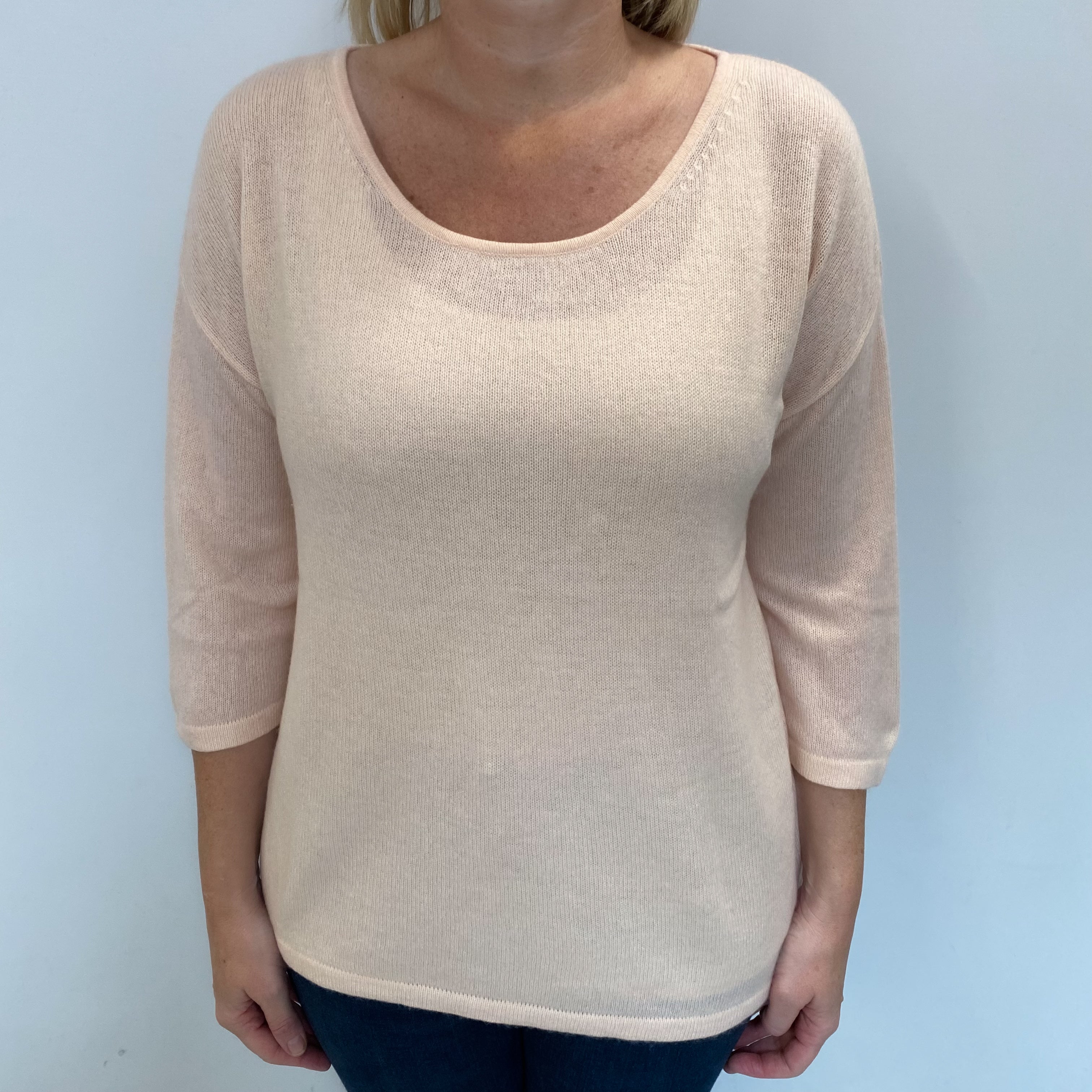 Shell Pink Cashmere Crew Neck Jumper Large