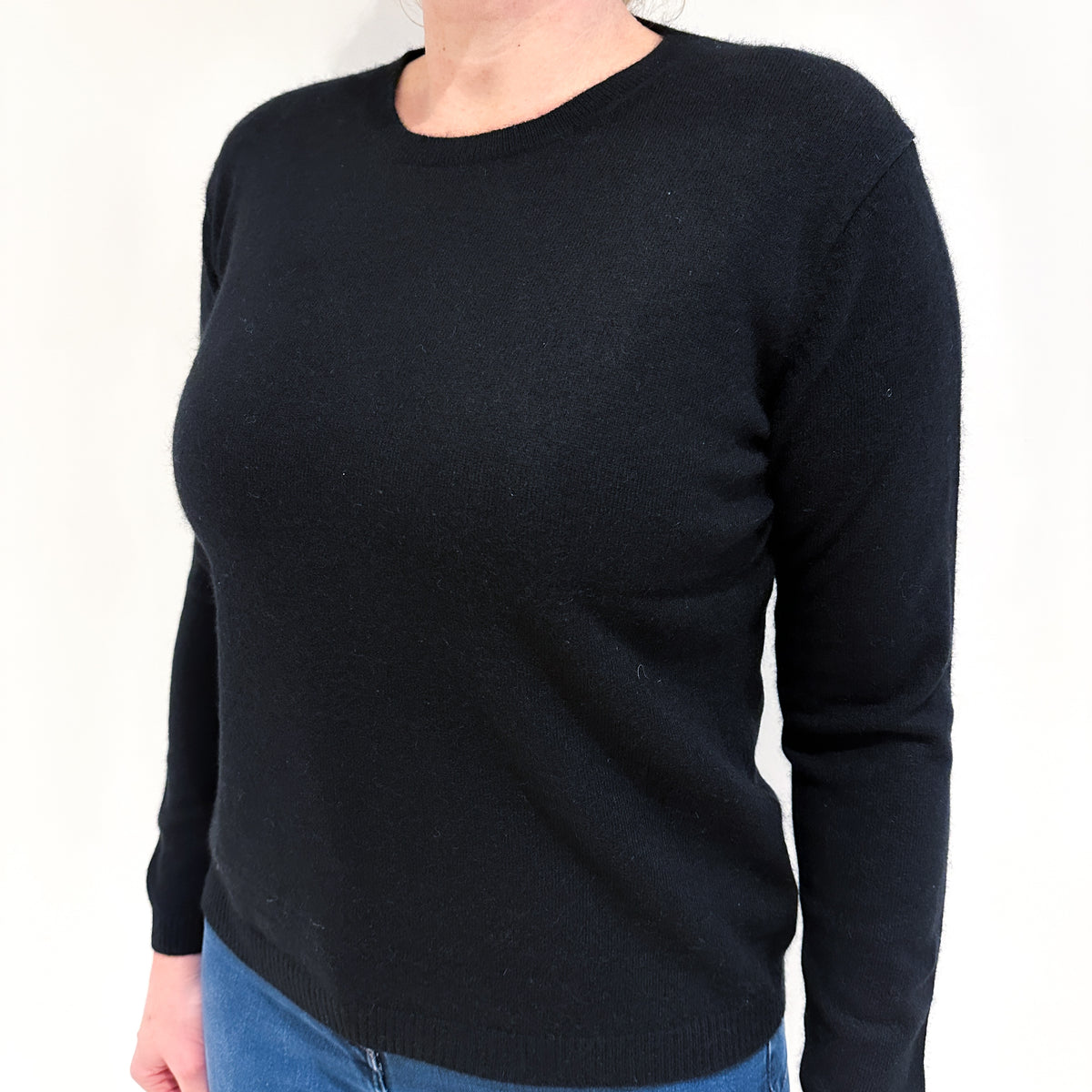 Black Cashmere Crew Neck Jumper Large