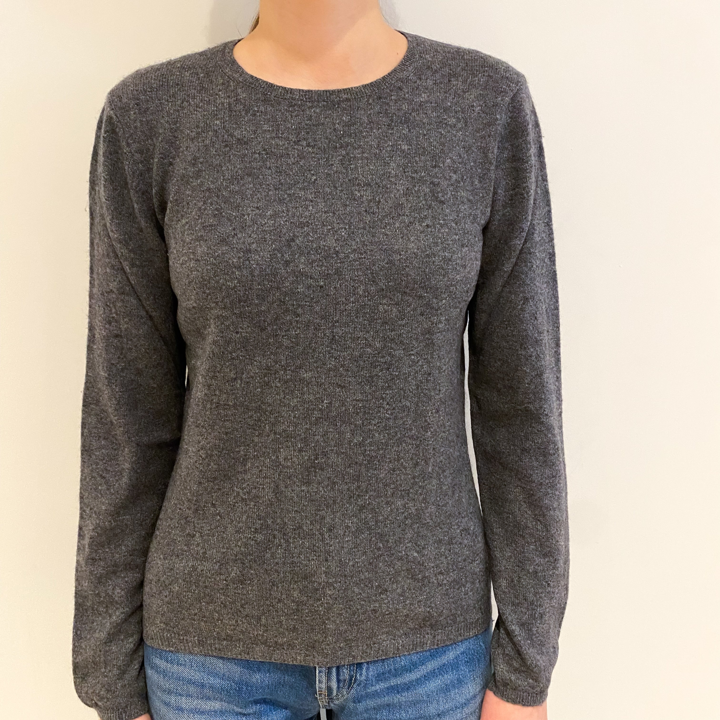 Slate Grey Cashmere Crew Neck Jumper Extra Small