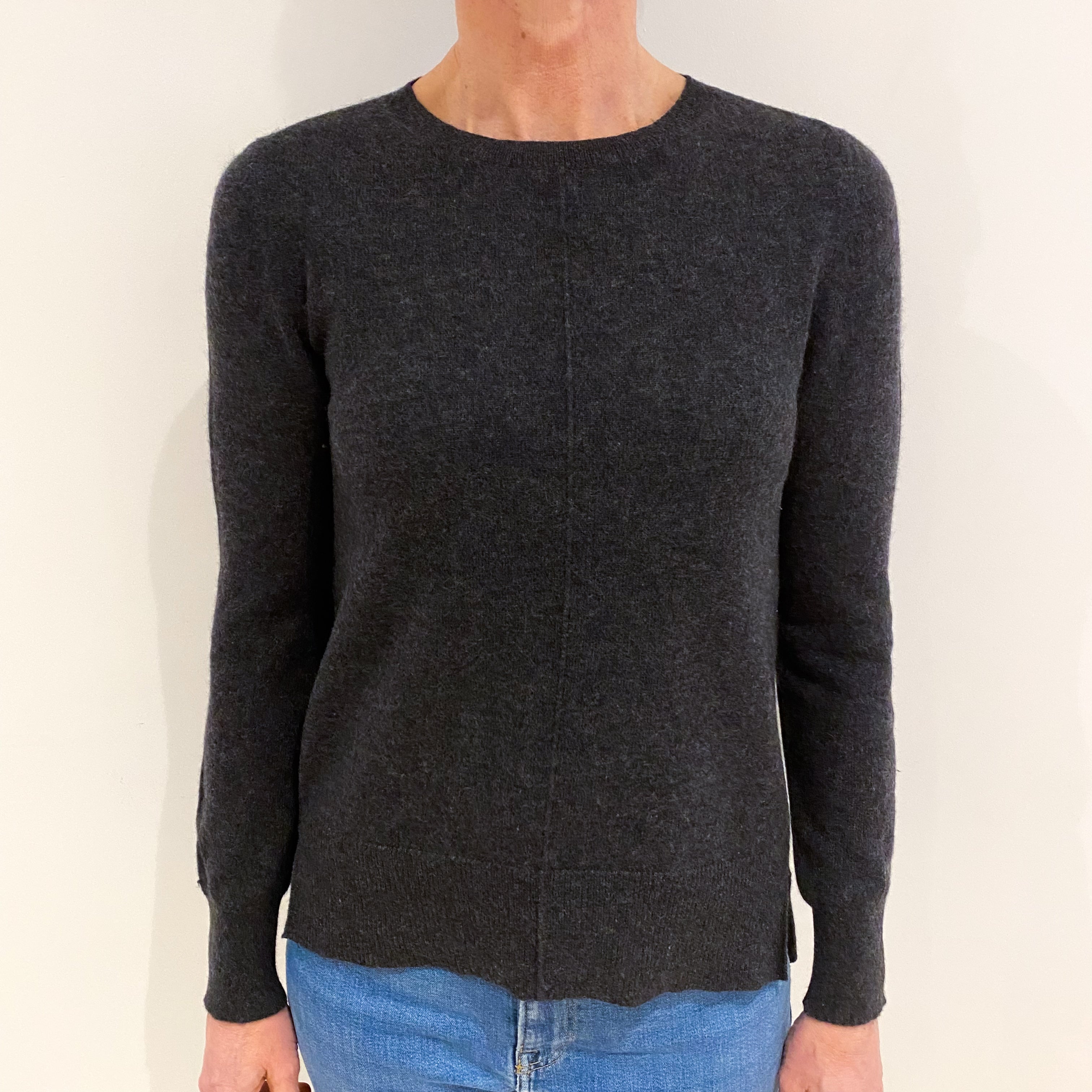 Charcoal Grey Cashmere Crew Neck Jumper Small