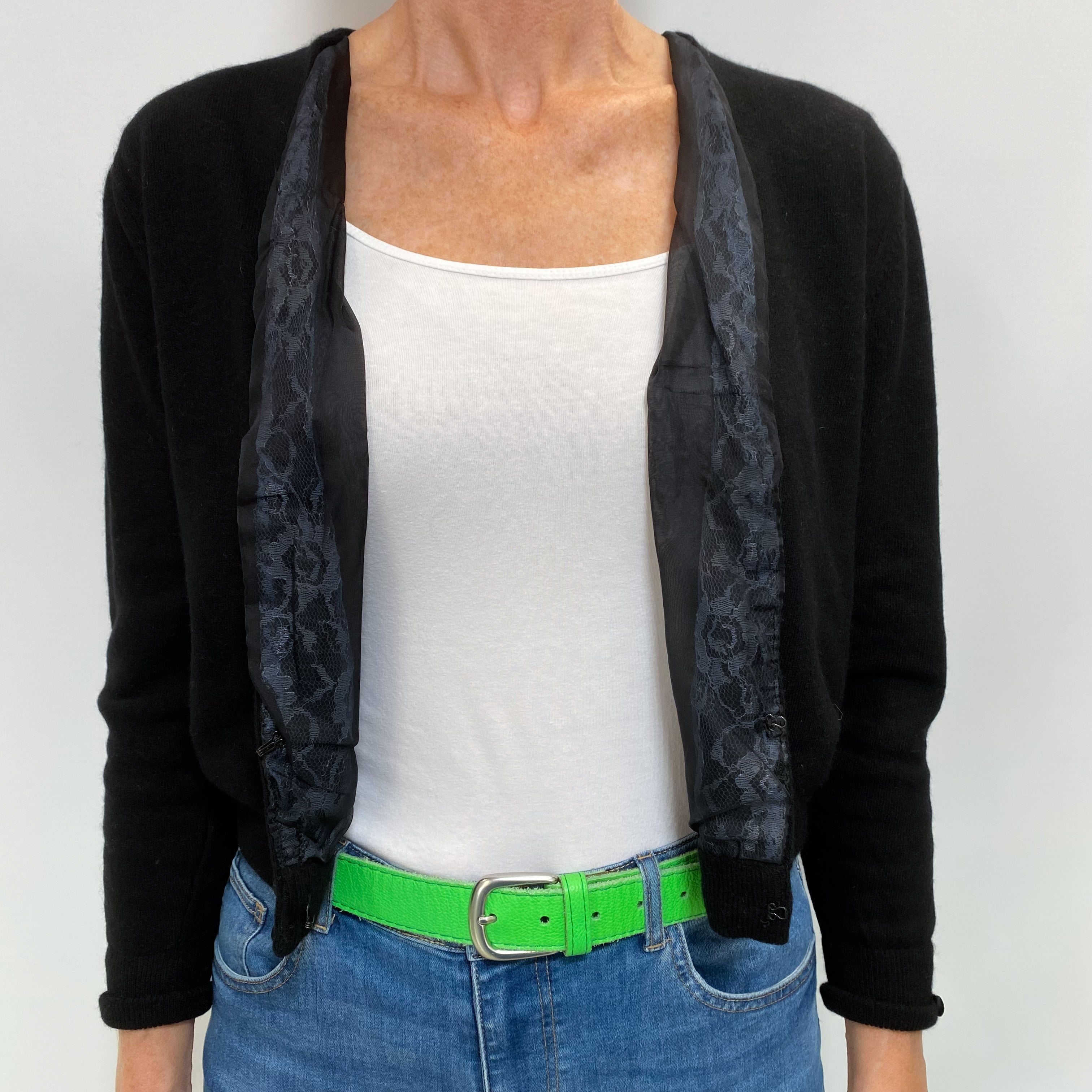 Black Cashmere V Neck Cardigan Small