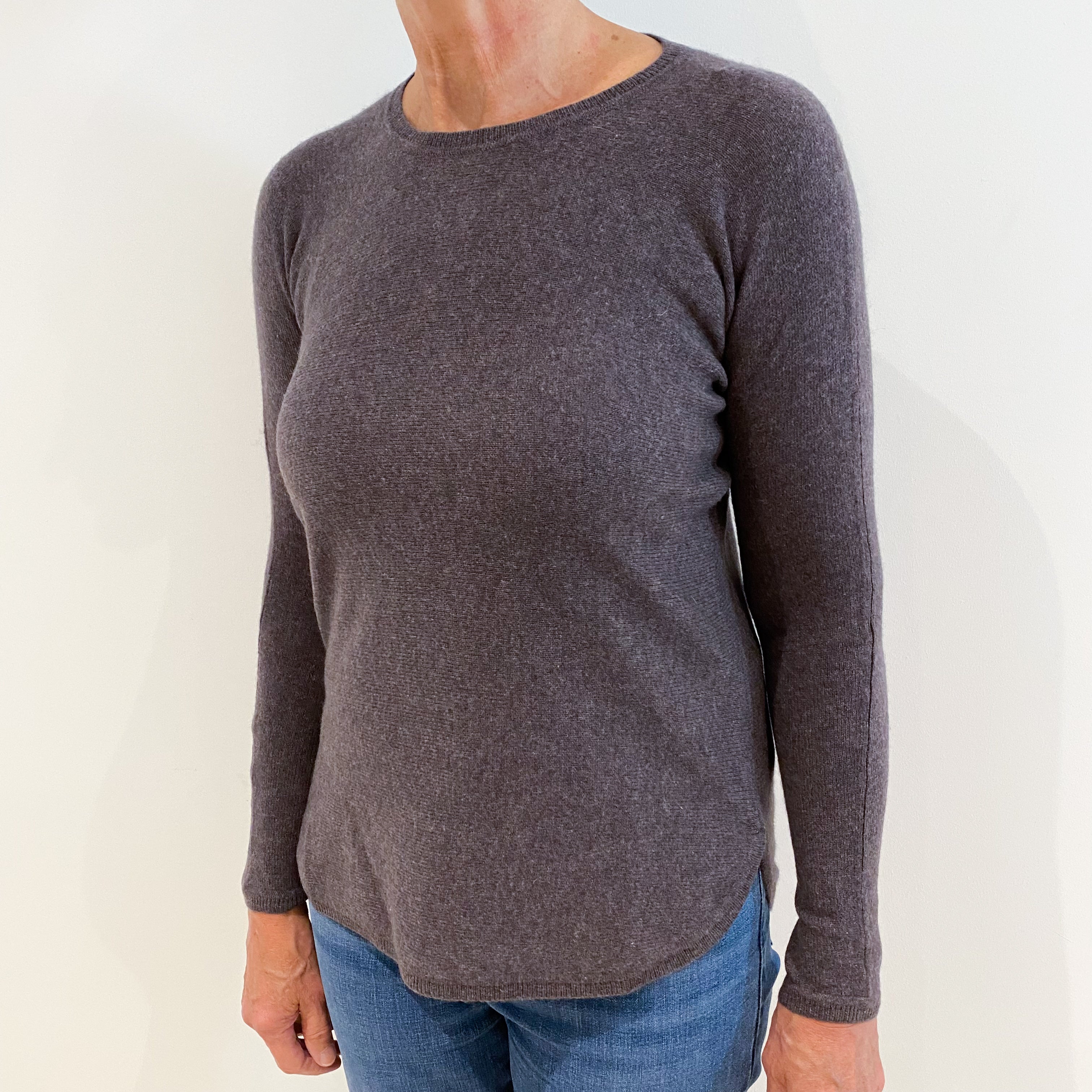 Purple Slate Batwing Cashmere Crew Neck Jumper Medium