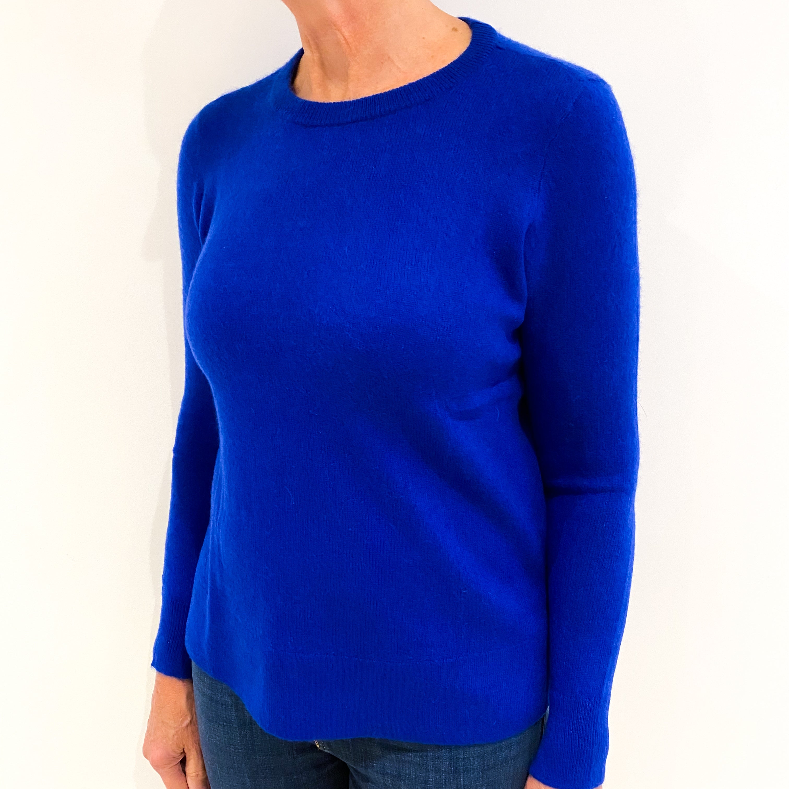 Electric Blue Cashmere Crew Neck Jumper Medium