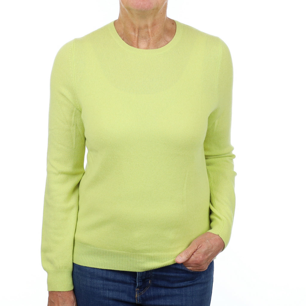 Chartreuse Green Cashmere Crew Neck Jumper Medium