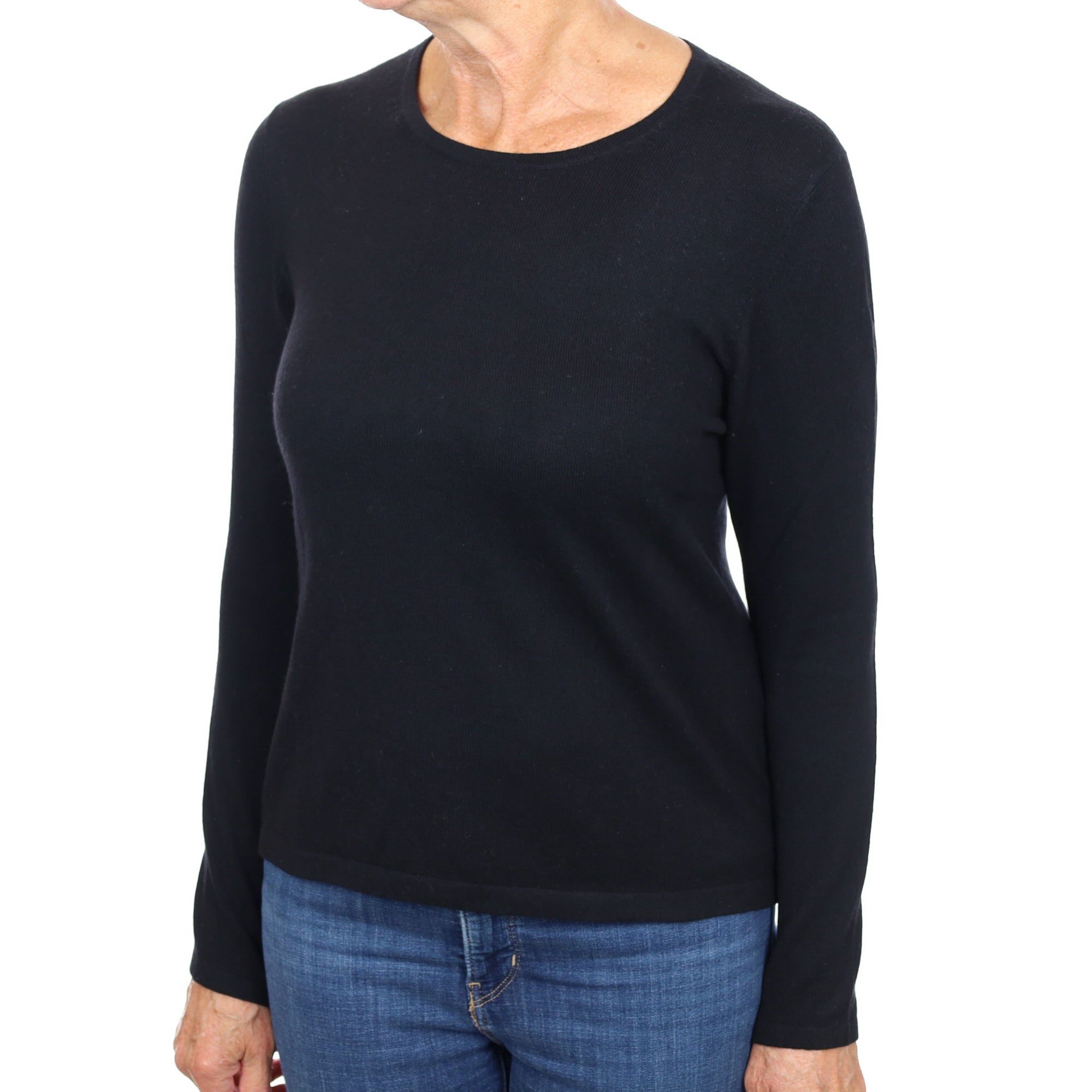 Black Cashmere Crew Neck Jumper Small