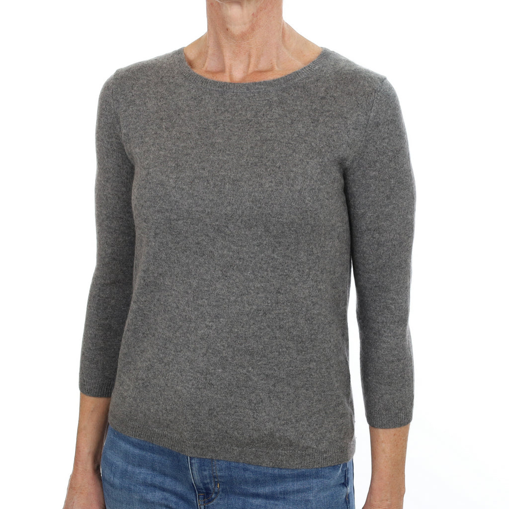 Ash Grey Cashmere Crew Neck Jumper Small