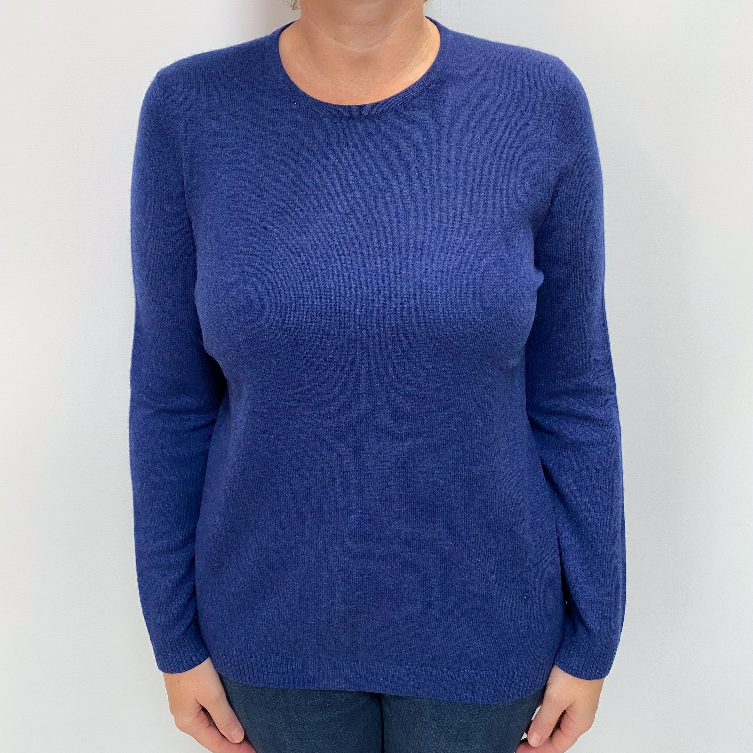 LL Bean French Navy Cashmere Crew Neck Jumper Large