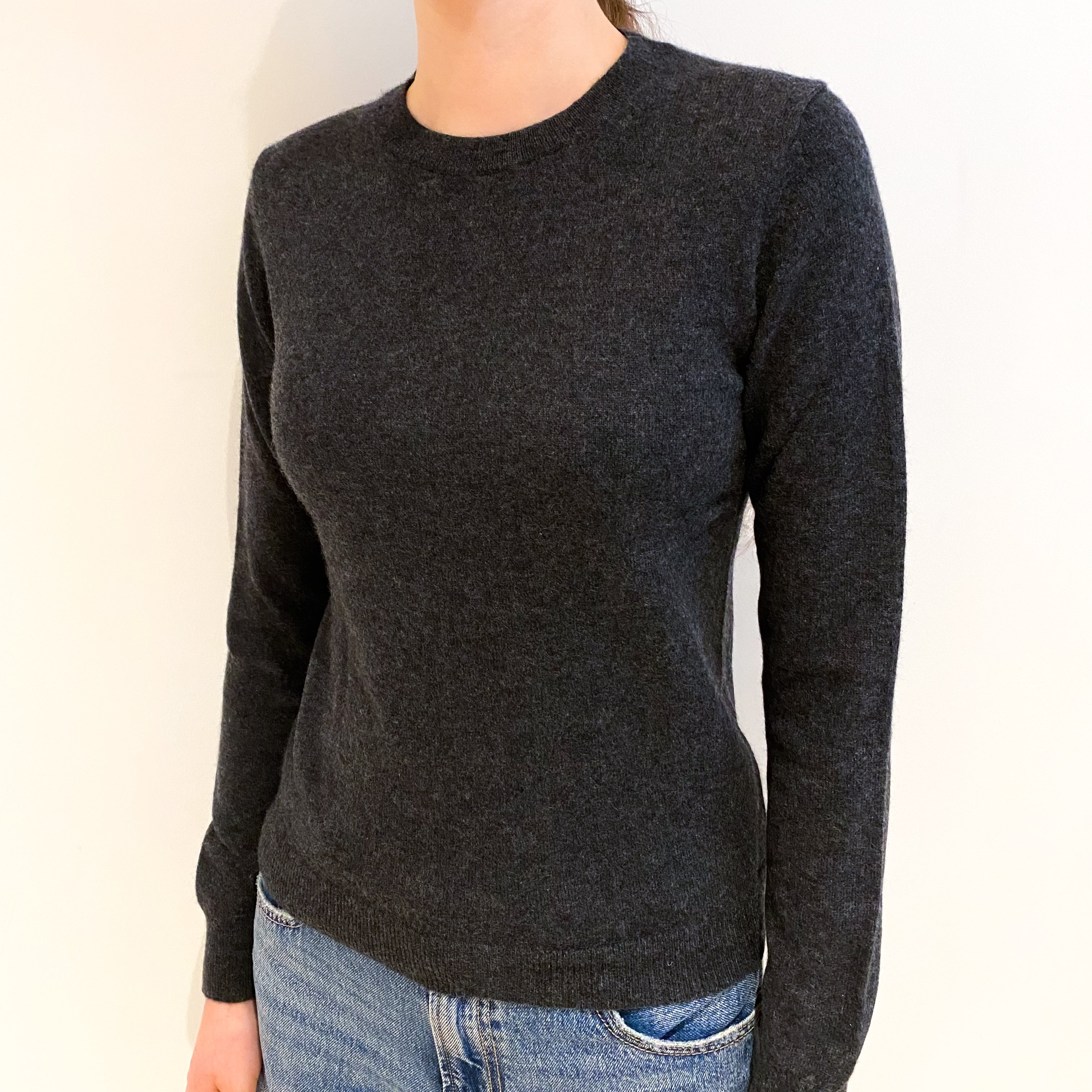 Charcoal Grey Cashmere Crew Neck Jumper Extra Small