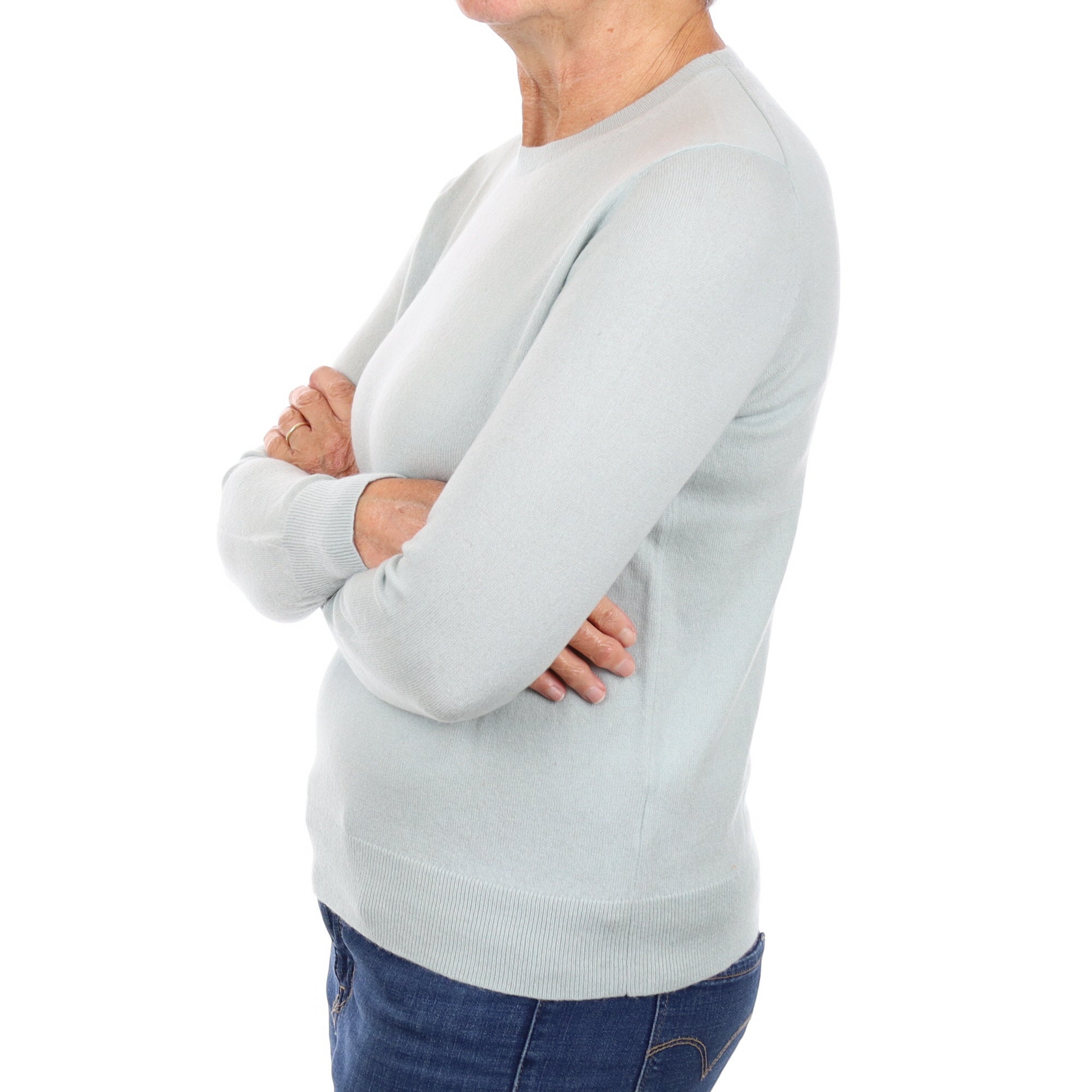 Pale Duck Egg Cashmere Crew Neck Jumper Medium