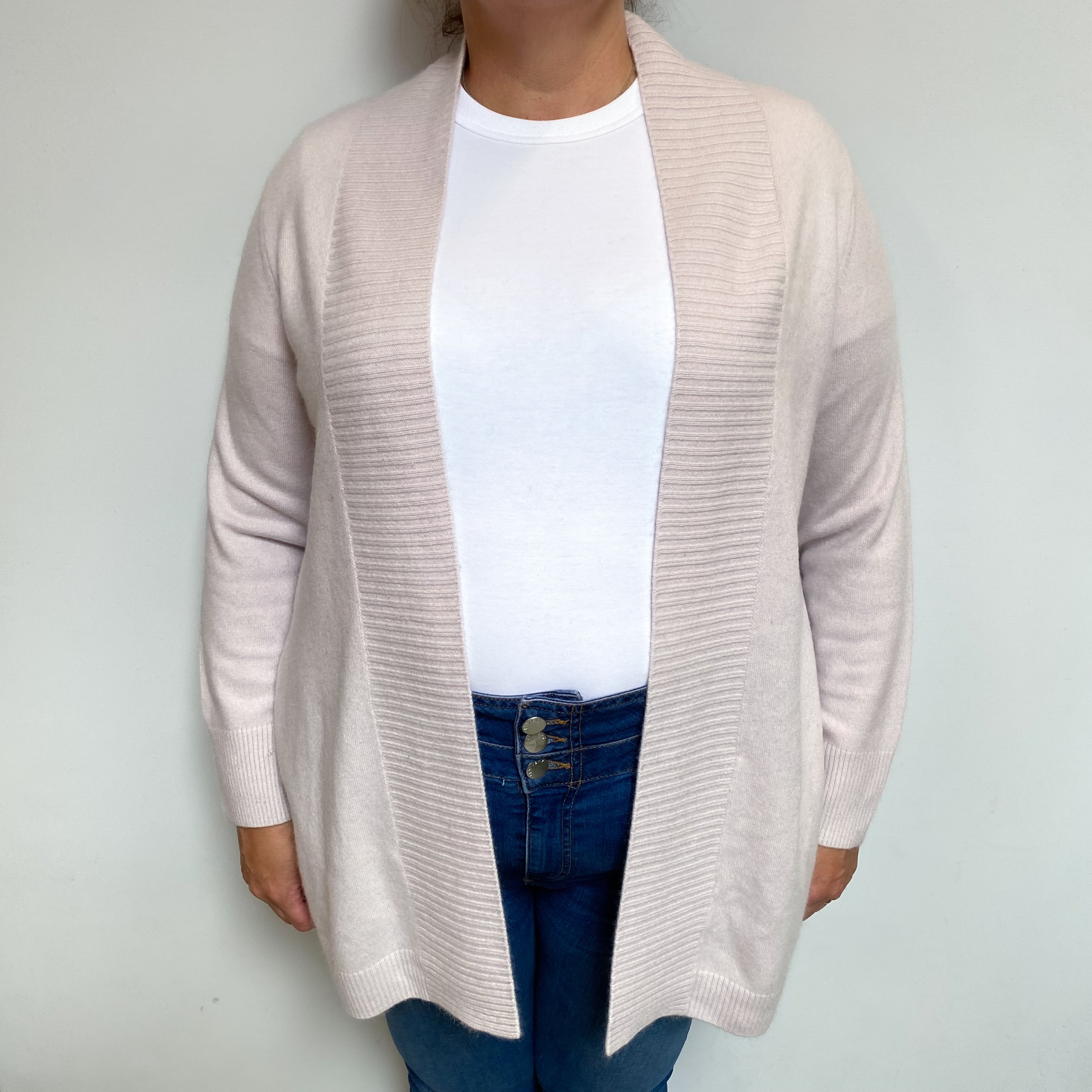 Ice Pink Cashmere Edge To Edge Cardigan Extra Large