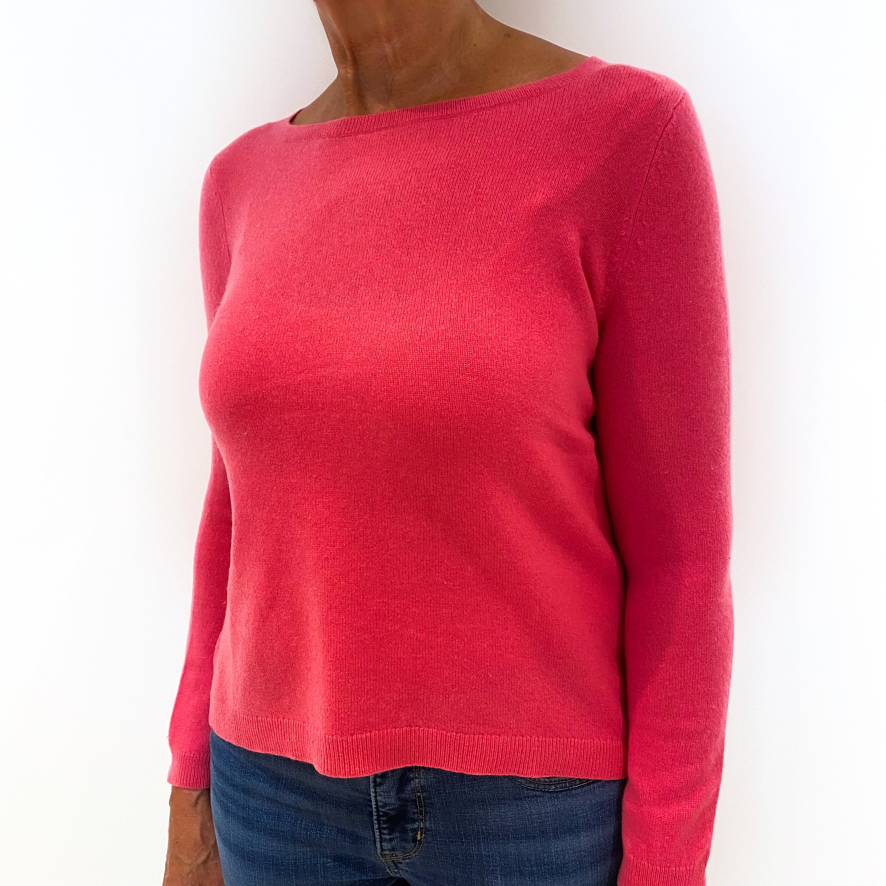 Lupin Pink Cashmere Boat Neck Jumper Medium