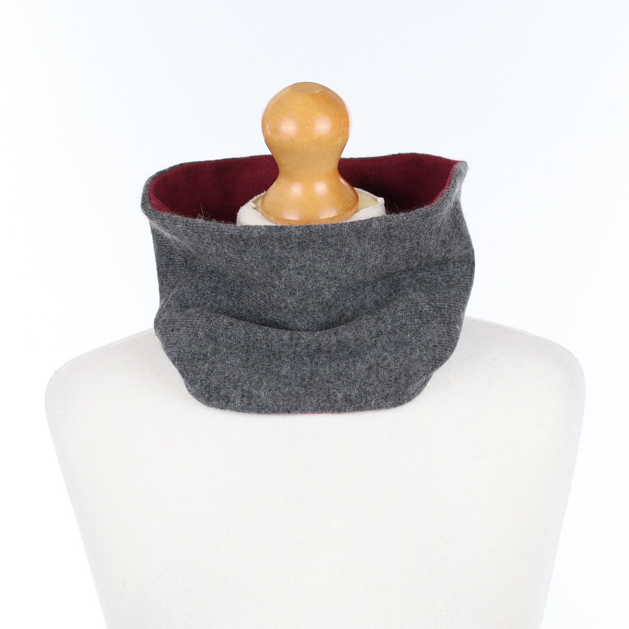 Charcoal Grey and Burgundy Neck Warmer