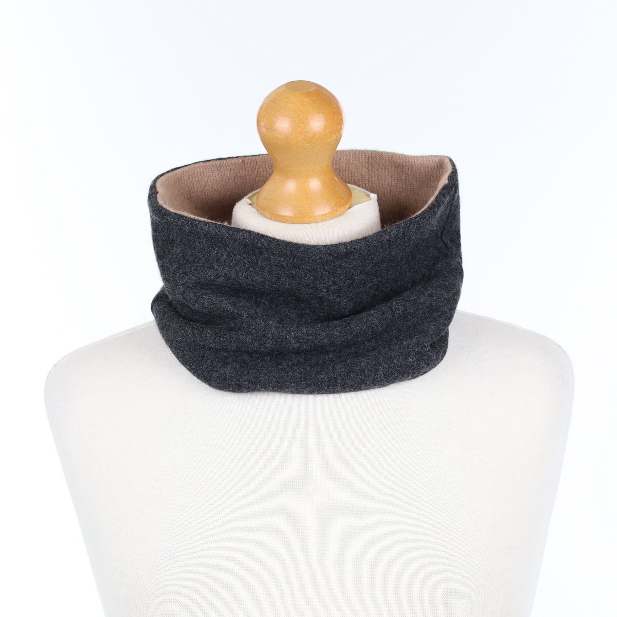 Charcoal Grey and Fudge Brown Neck Warmer
