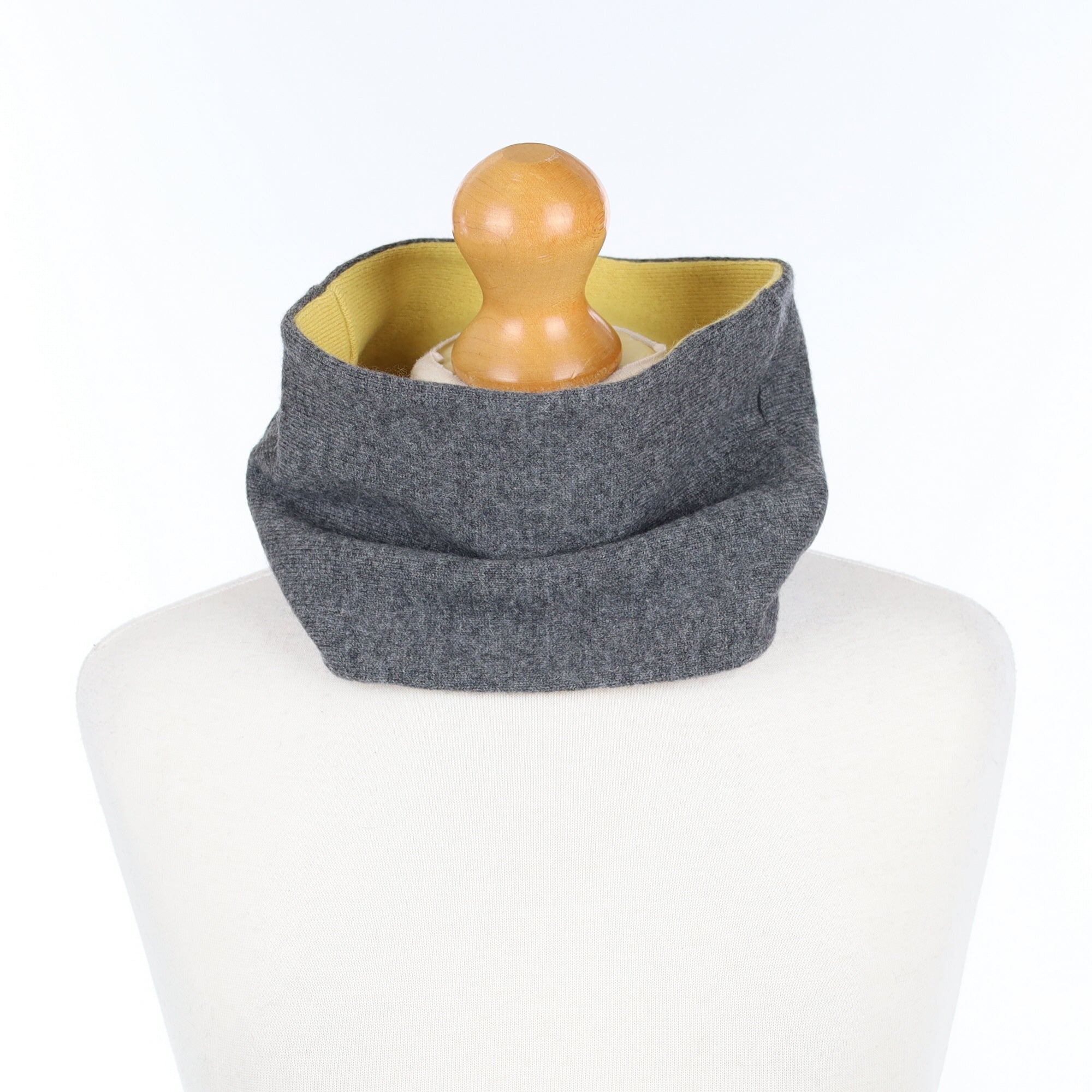 Charcoal Grey and Primrose Yellow  Neck Warmer