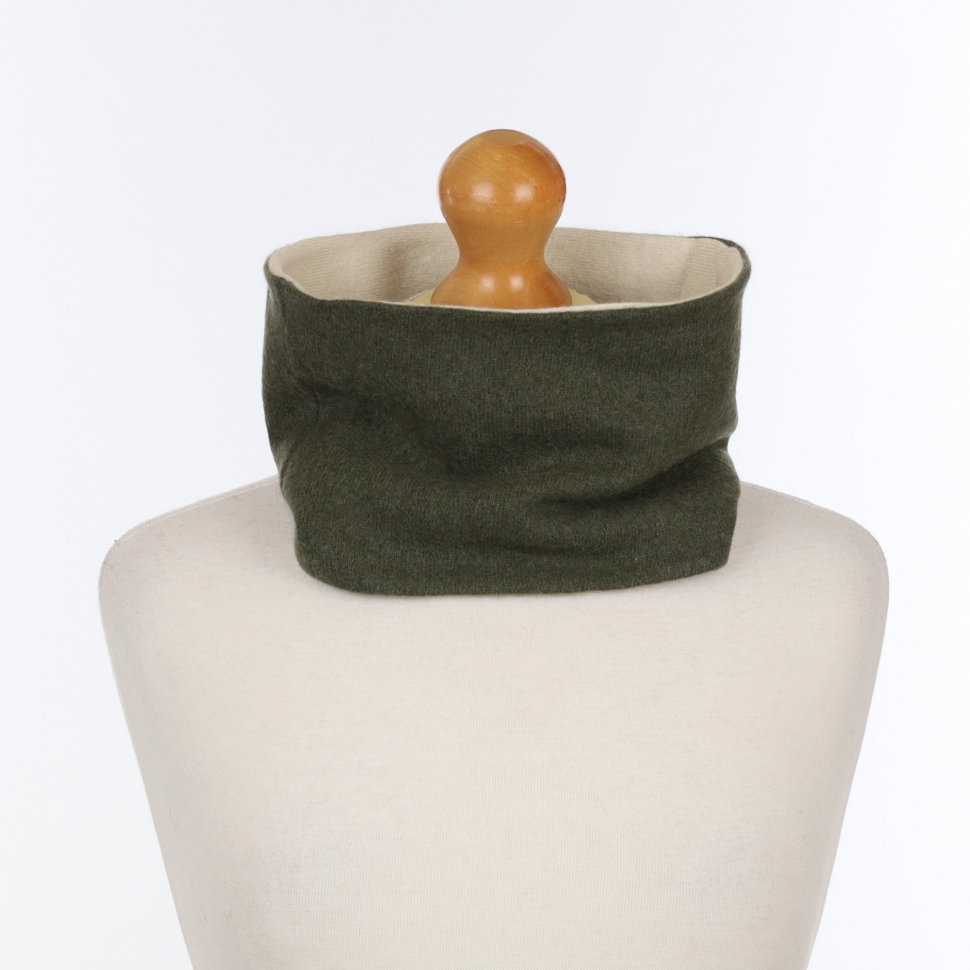 Deep Khaki and Cream Neck Warmer