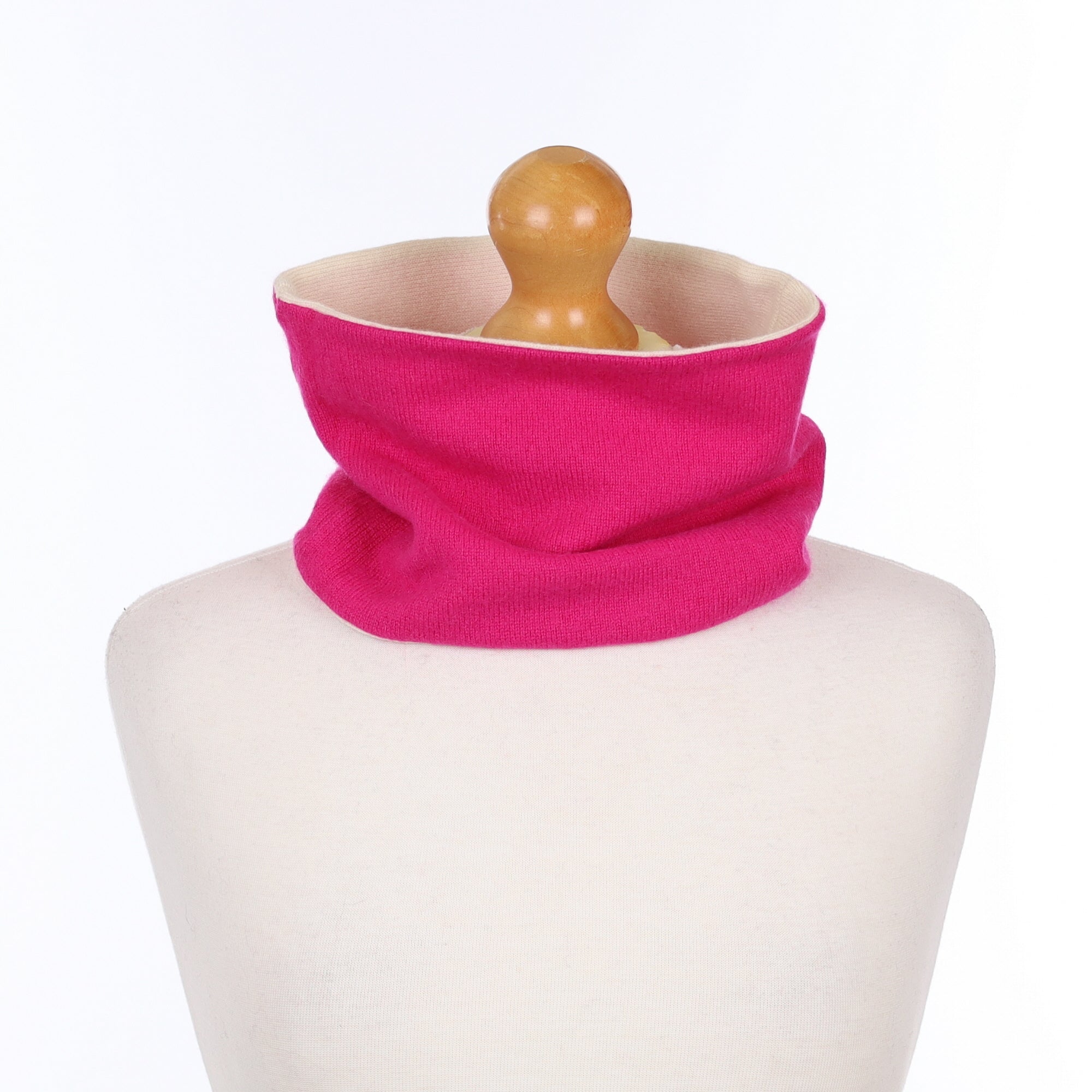 Fuchsia Pink and Cream Neck Warmer