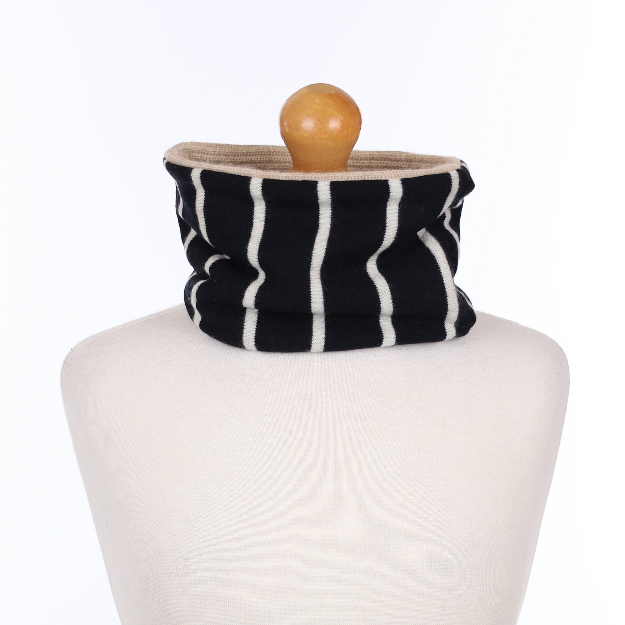 Black and White Striped Neck Warmer