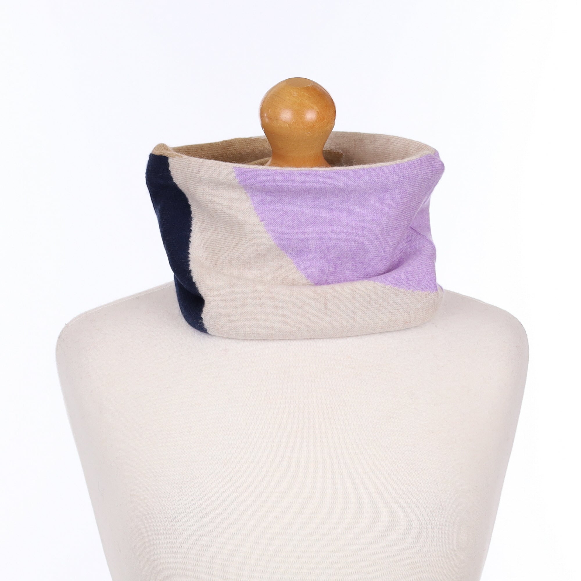 Lilac Navy and Beige Neck Warmer