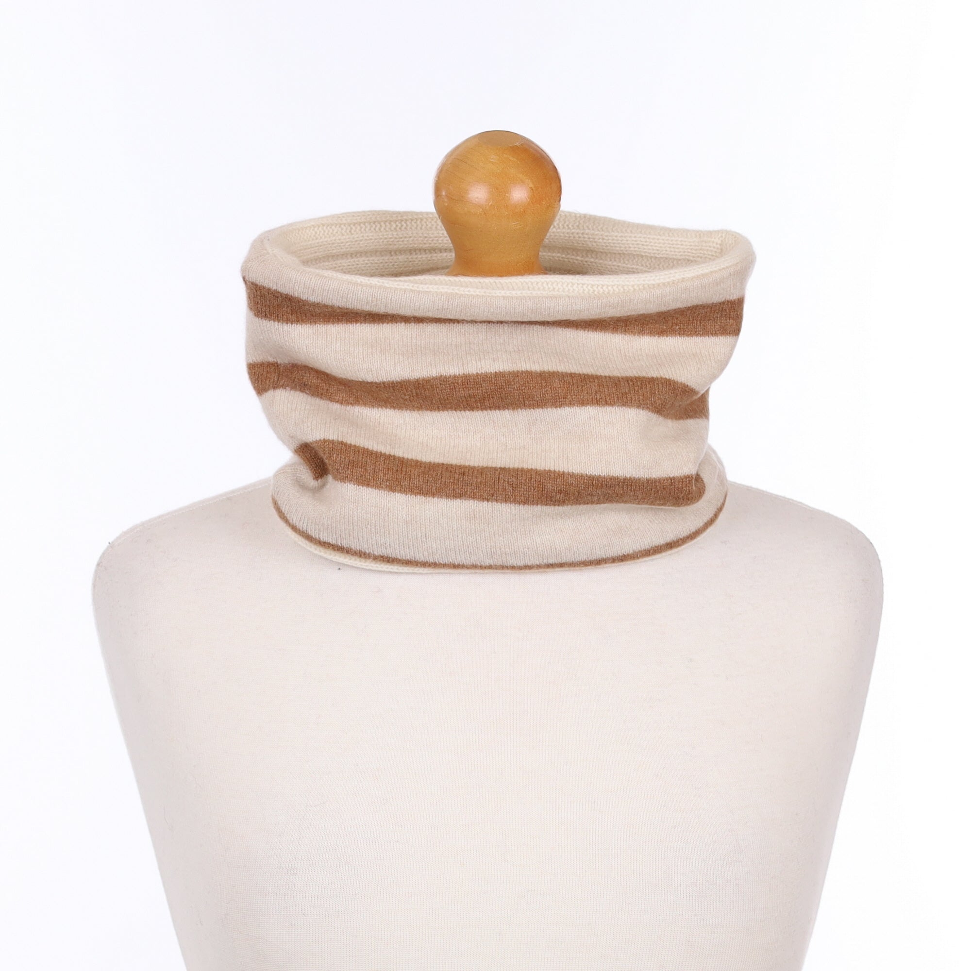 Oatmeal and Cinnamon Striped Neck Warmer