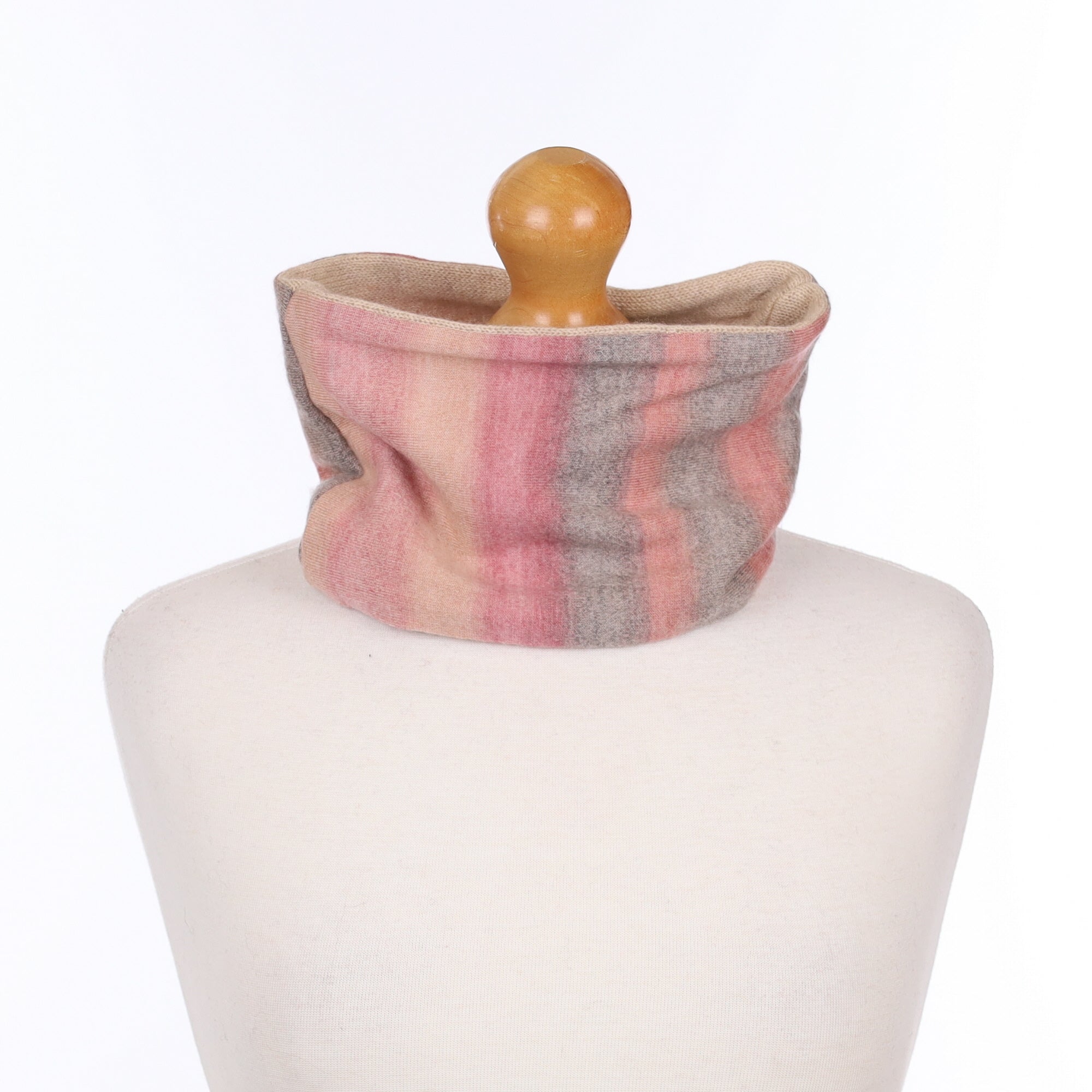 Pink and Grey Striped Neck Warmer