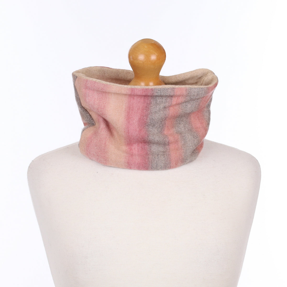 Pink and Grey Striped Neck Warmer