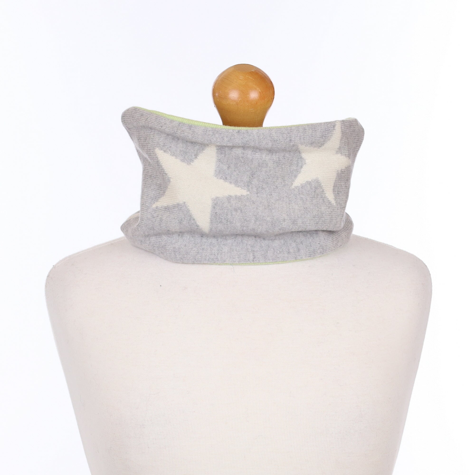 Lime Green and Grey Star Neck Warmer