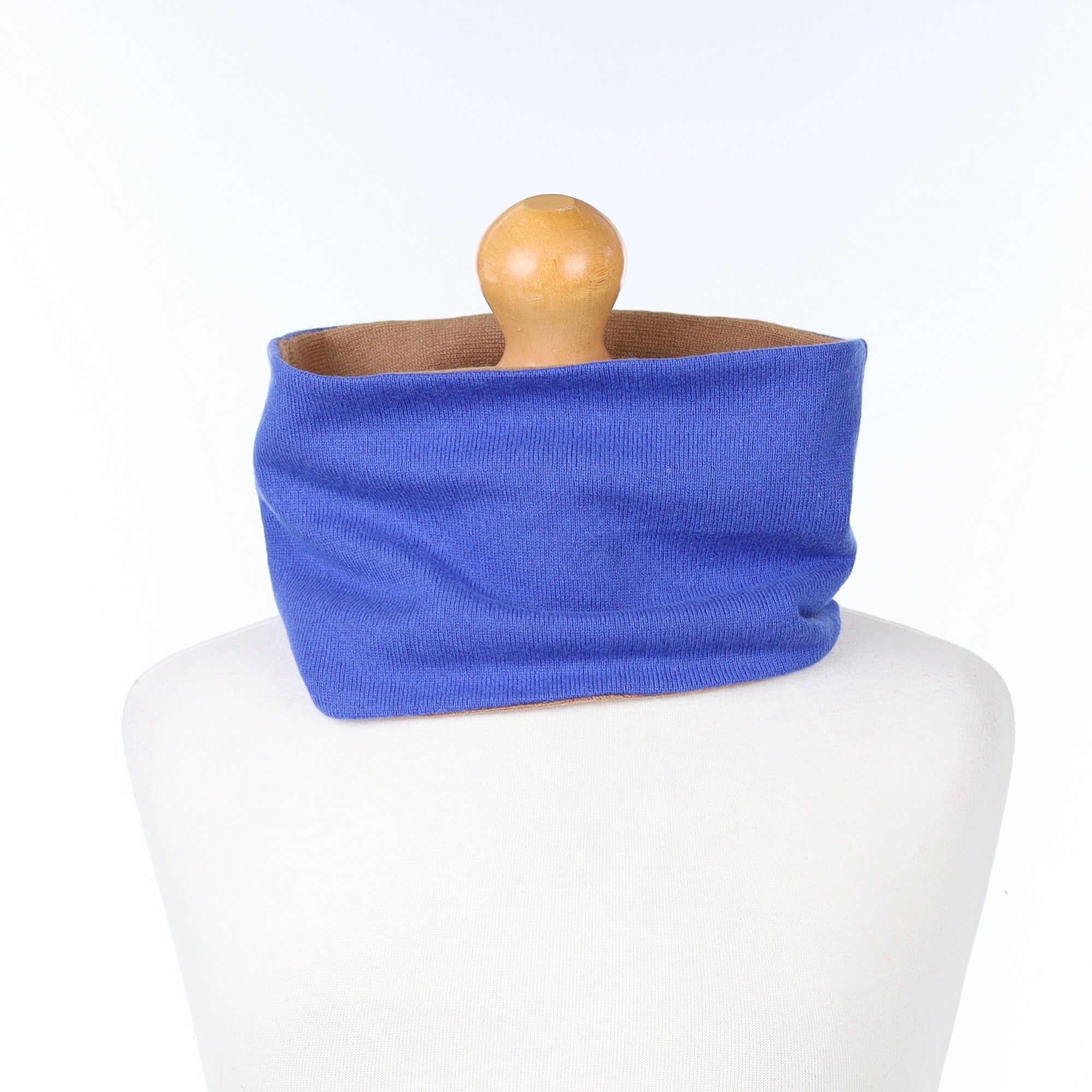 Azure Blue and Brown Neck Warmer