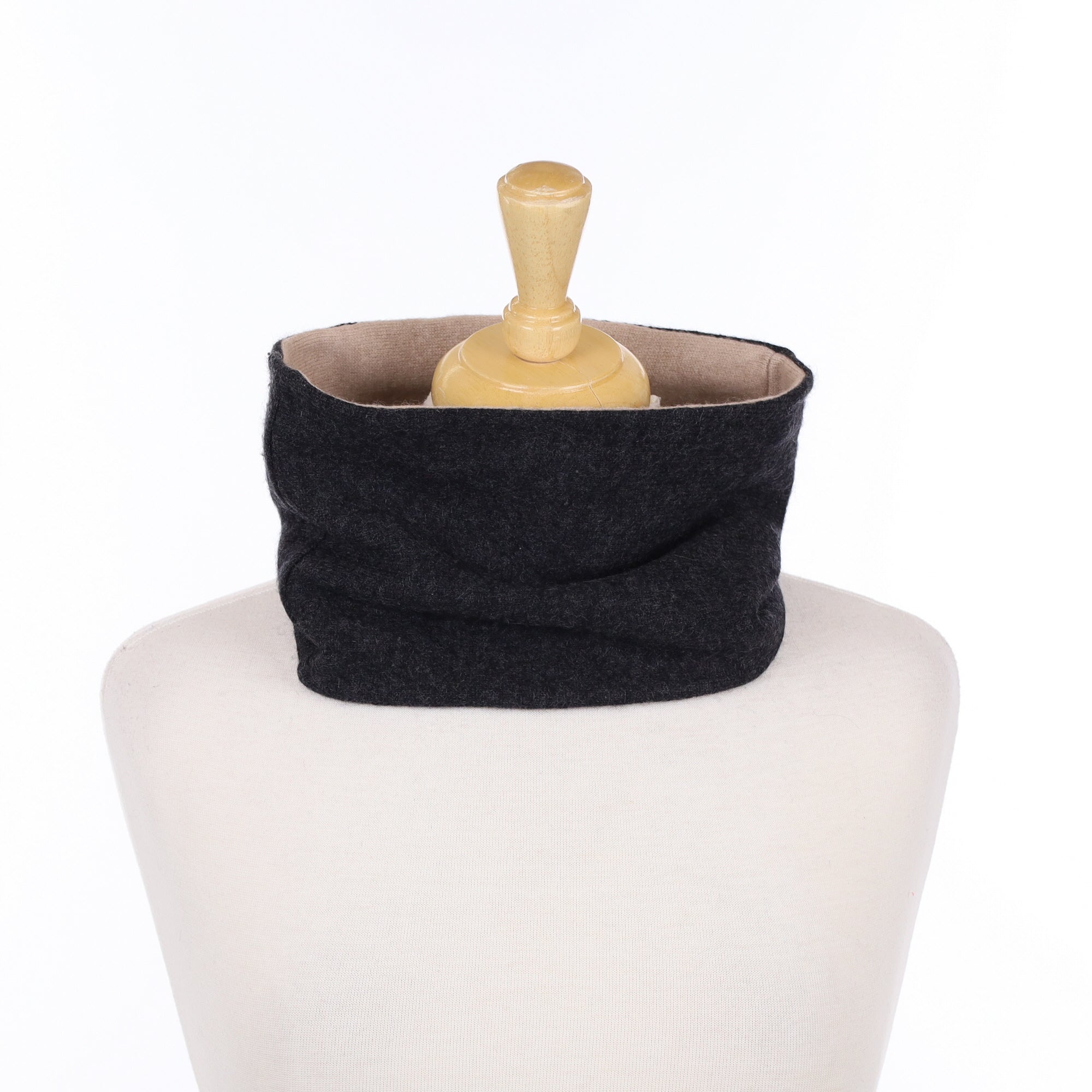 Charcoal Grey and Buff Neck Warmer