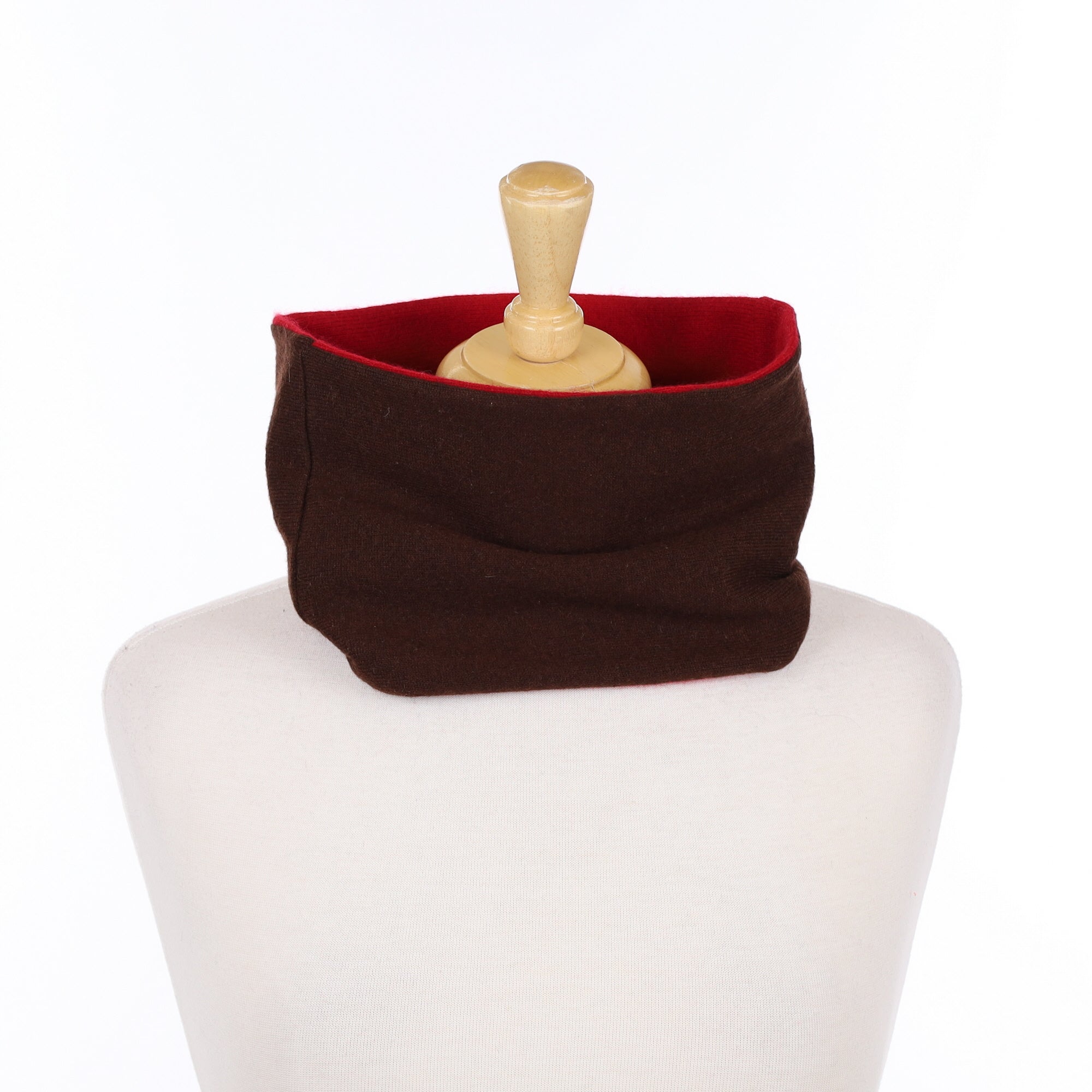 Chocolate Brown and Red Neck Warmer