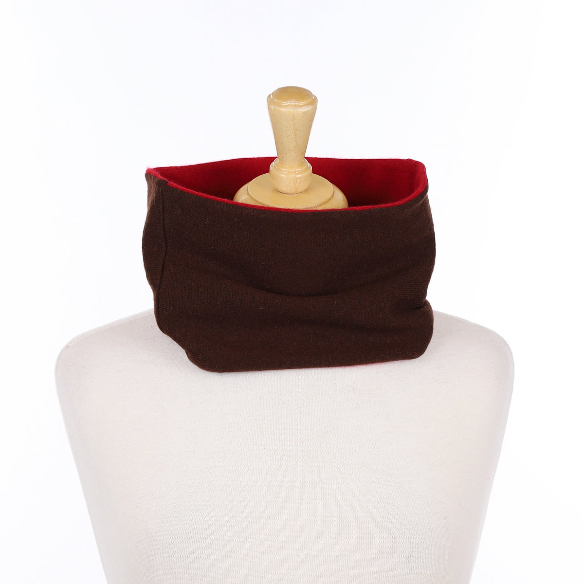 Chocolate Brown and Red Neck Warmer