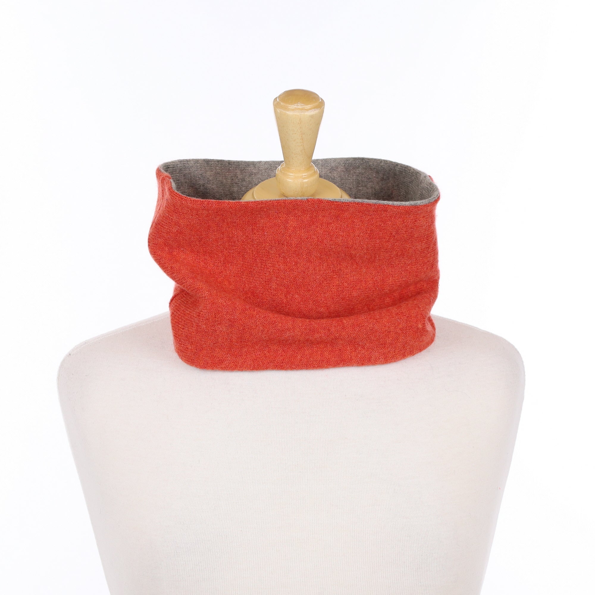 Burnt Orange and Grey Neck Warmer