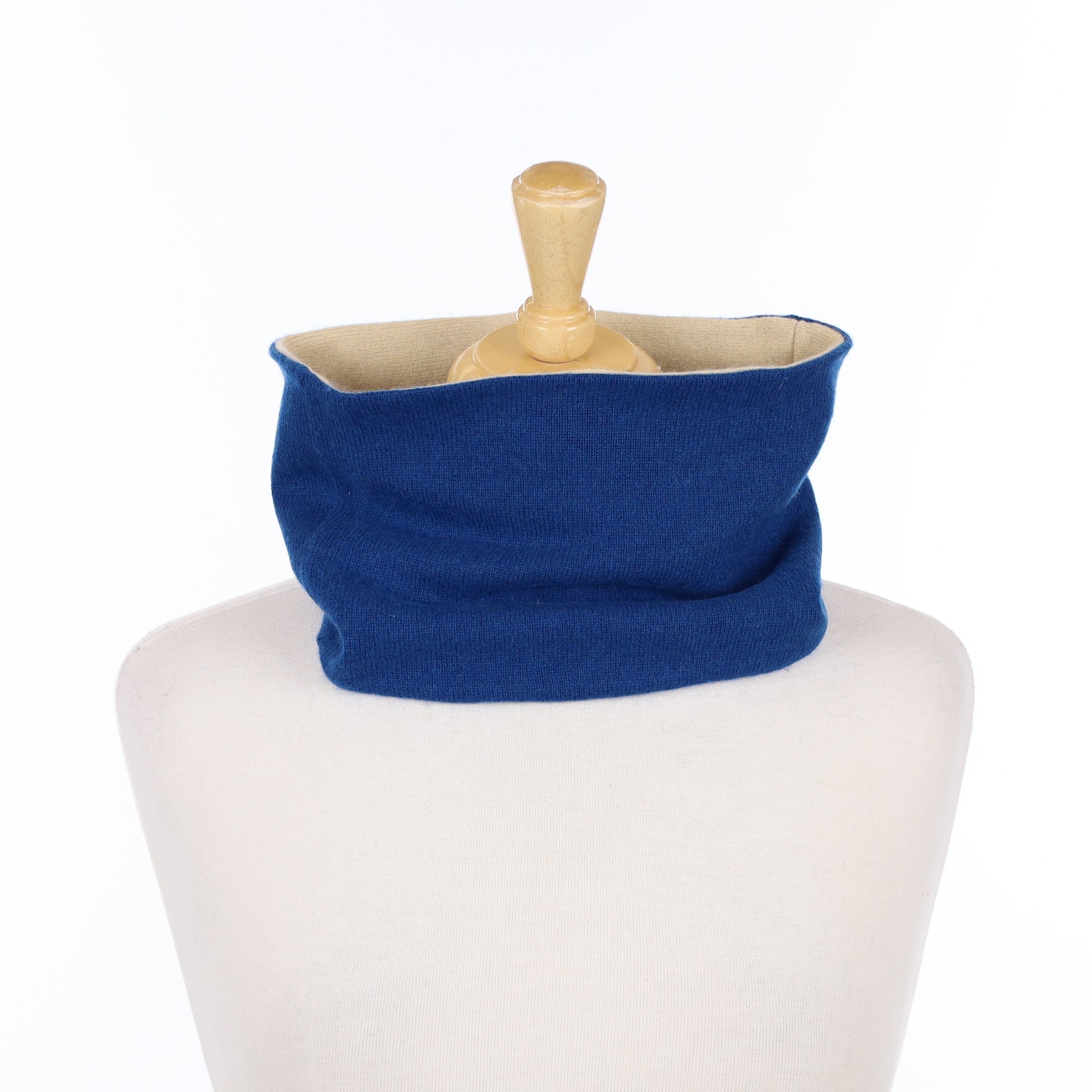 Deep Ocean Blue and Beige Neck Warmer