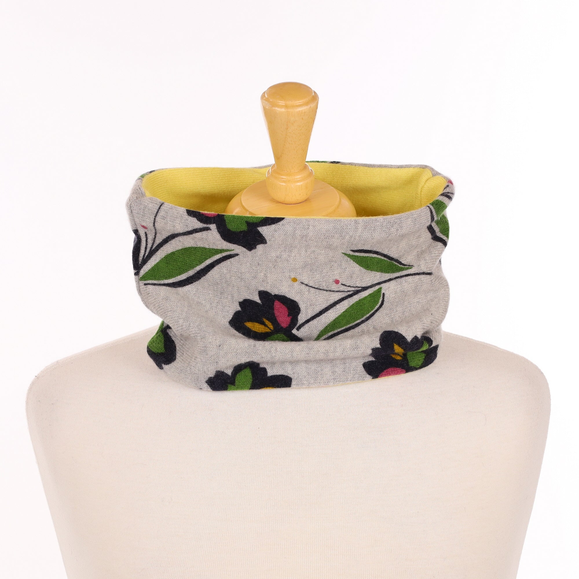 Grey Floral and Yellow Neck Warmer