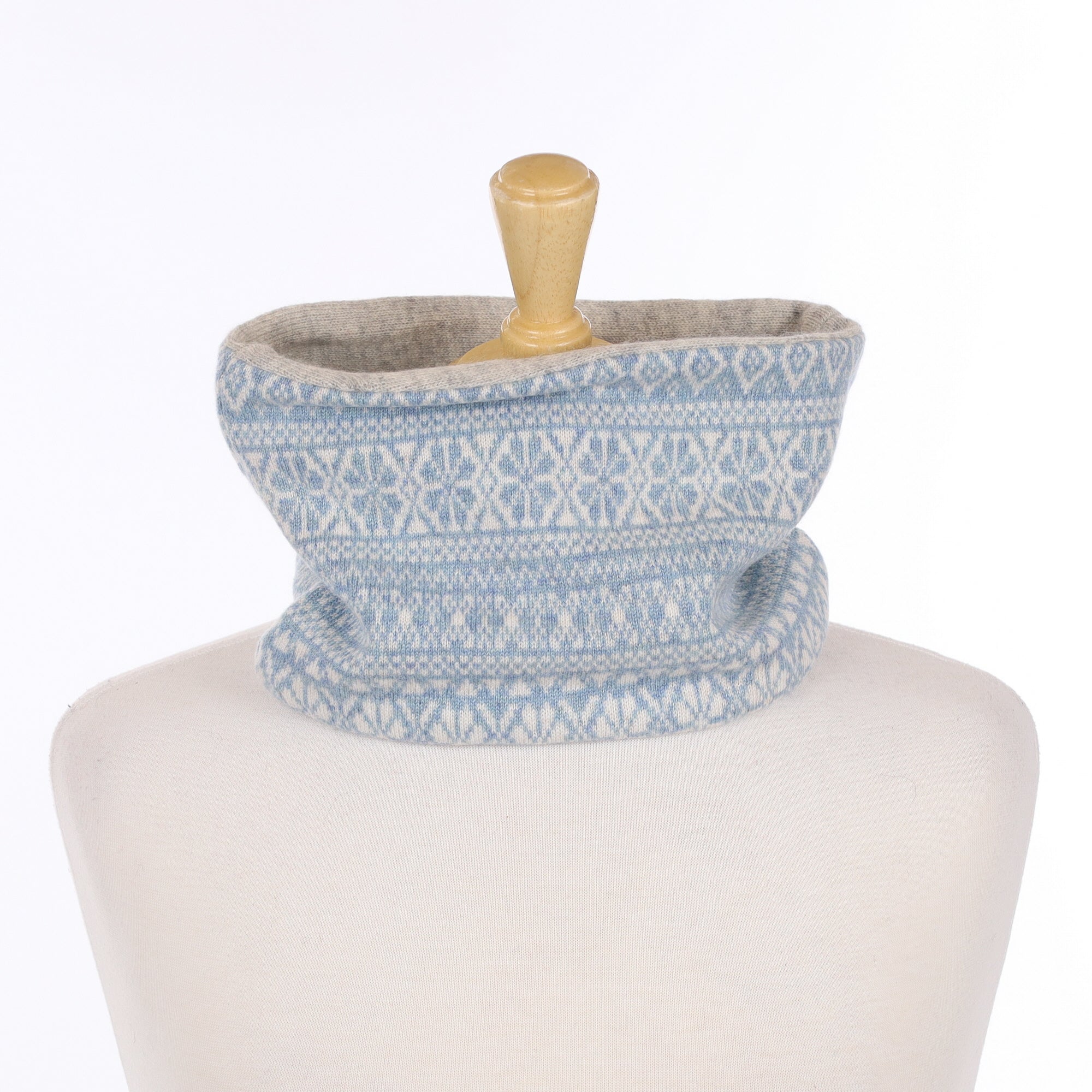 Blue Fair Isle and Grey Neck Warmer