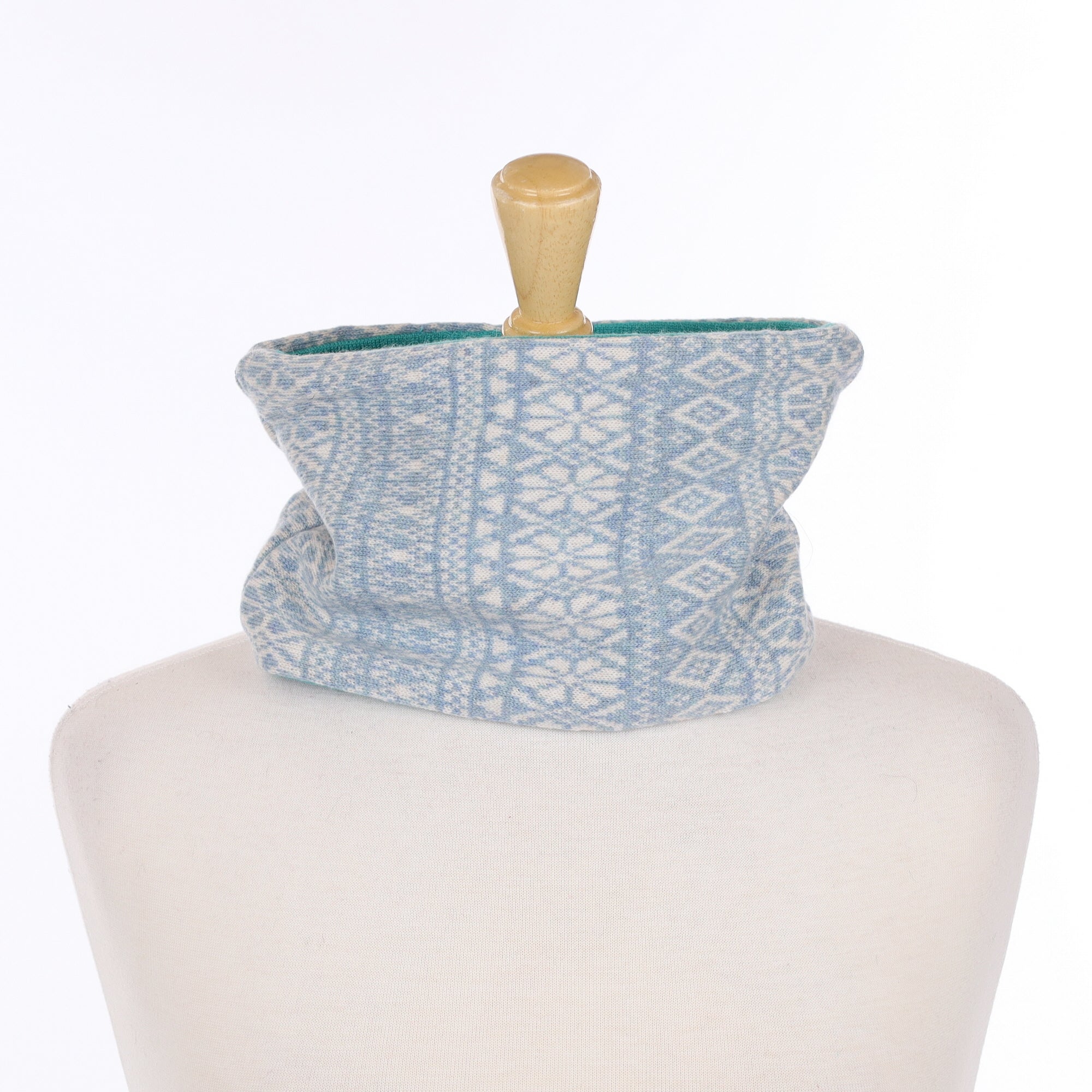 Blue Fair Isle and Green Neck Warmer