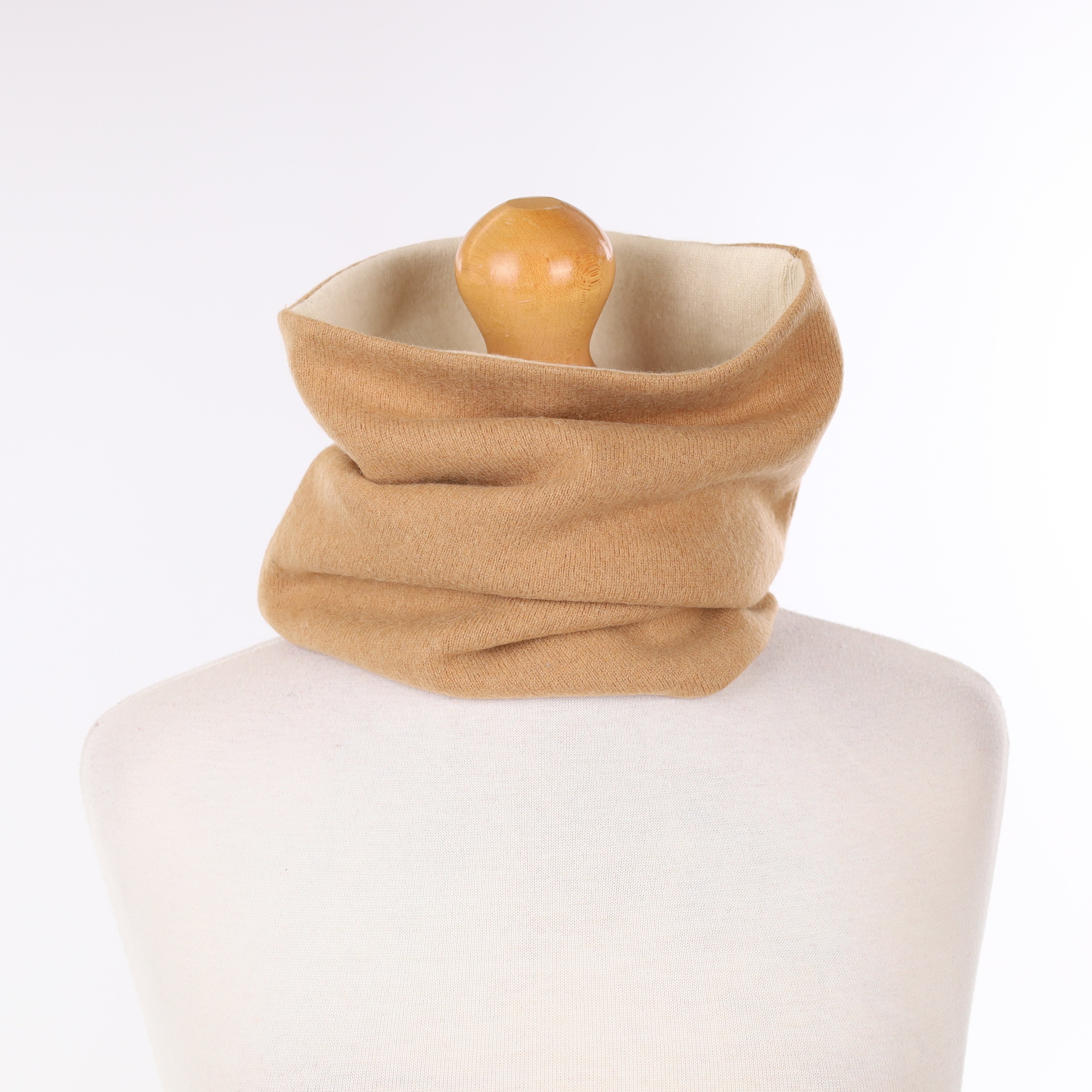 Men’s Camel and Cream Luxury Double Layered Snood