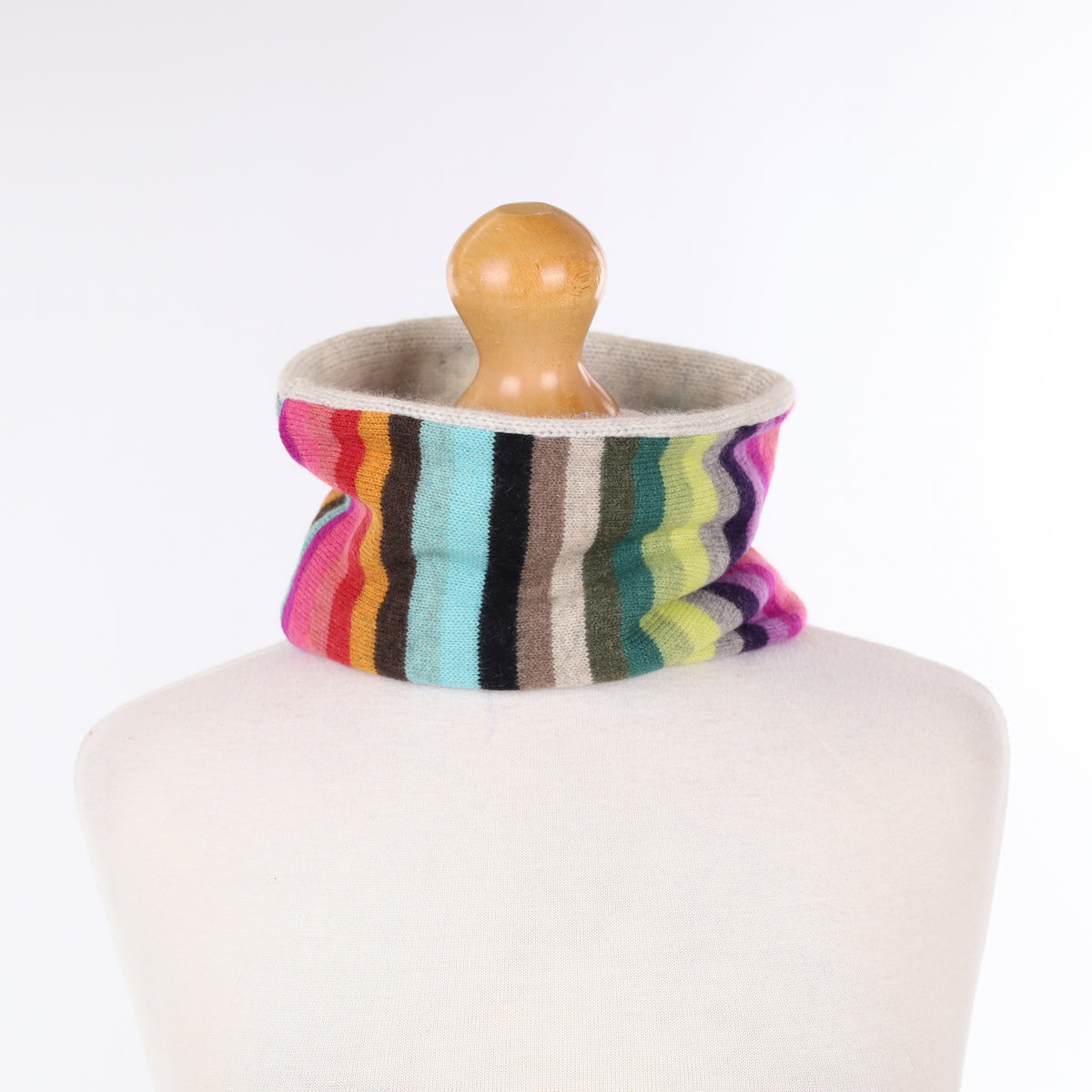 Grey and Colourful Striped Neck Warmer