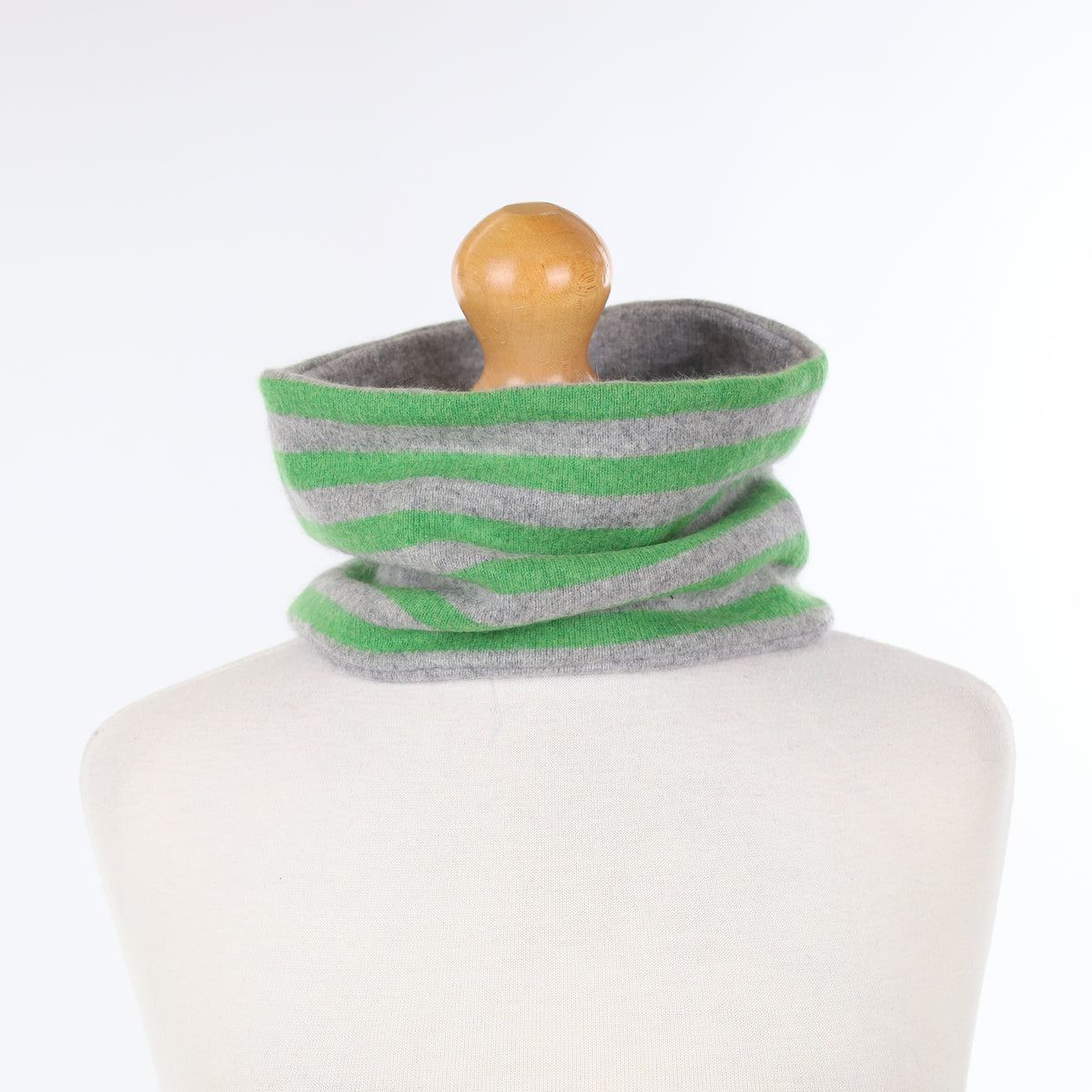 Green and Grey Striped Neck Warmer