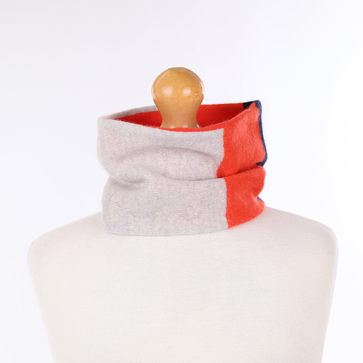 Sky Blue Orange and Navy Patterned Neck Warmer