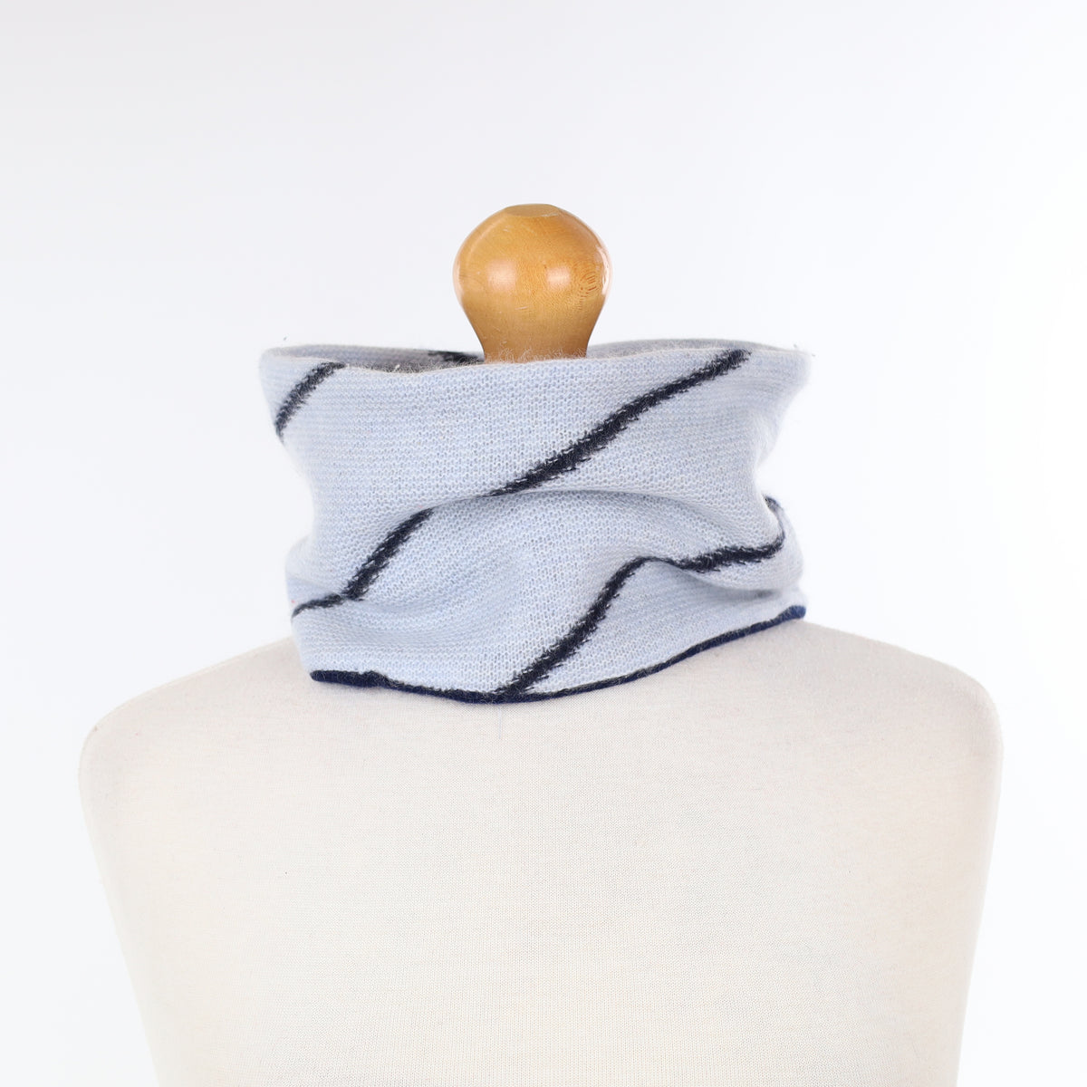 Sky Blue and Navy Patterned Neck Warmer