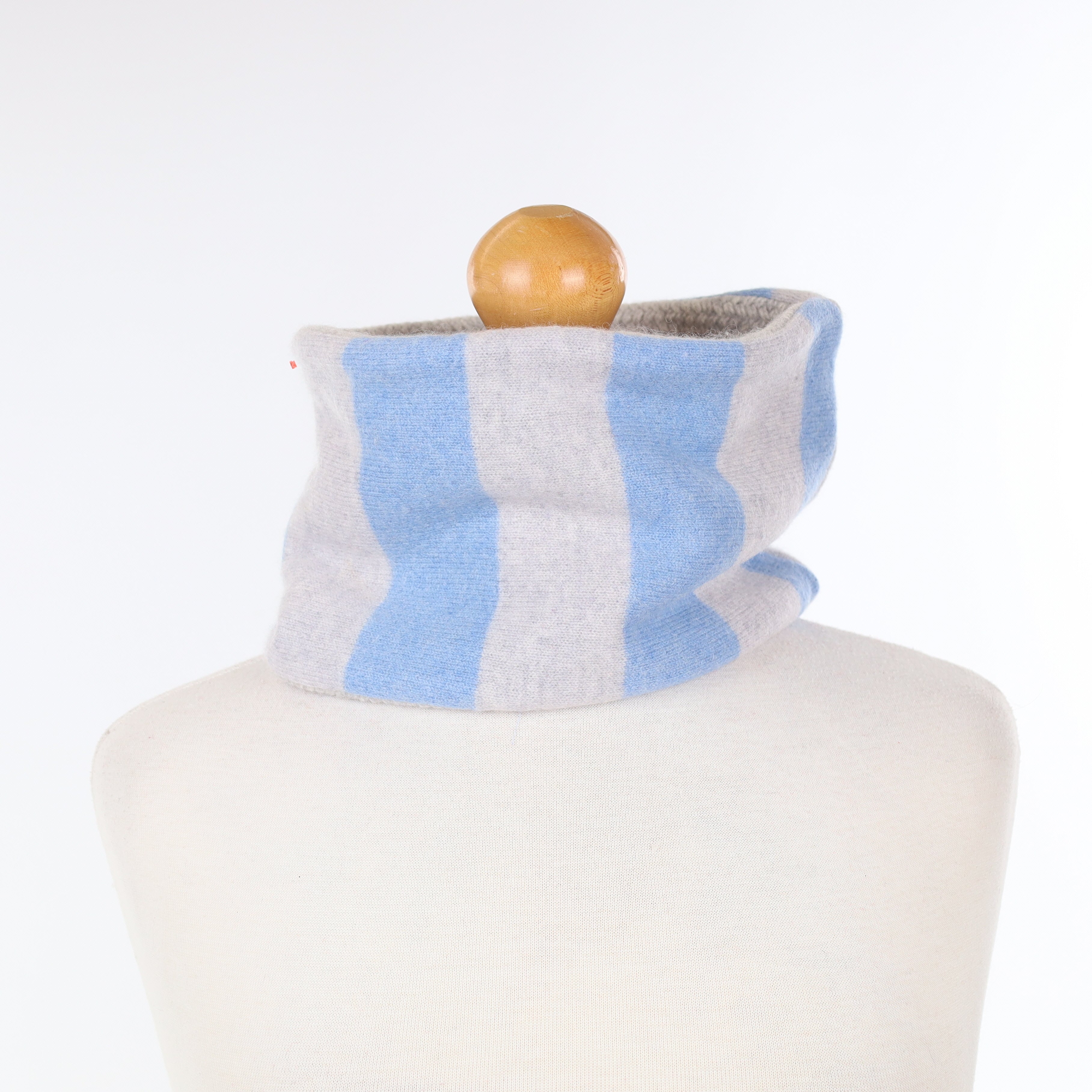 Sky Blue and Grey Textured Knit Neck Warmer