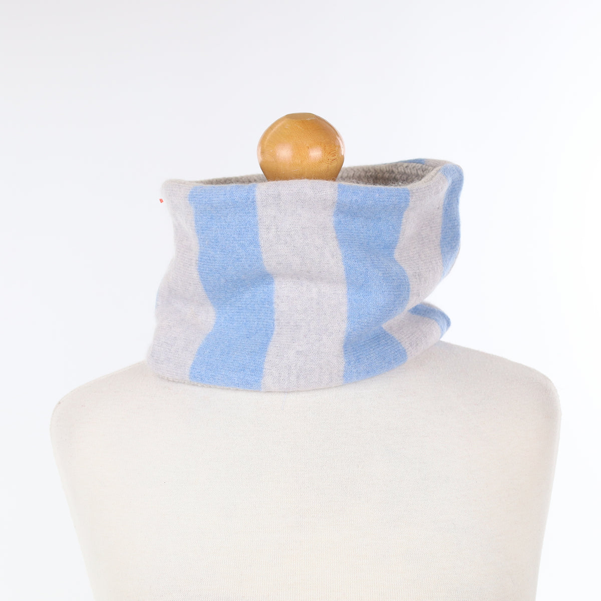 Sky Blue and Grey Textured Knit Neck Warmer