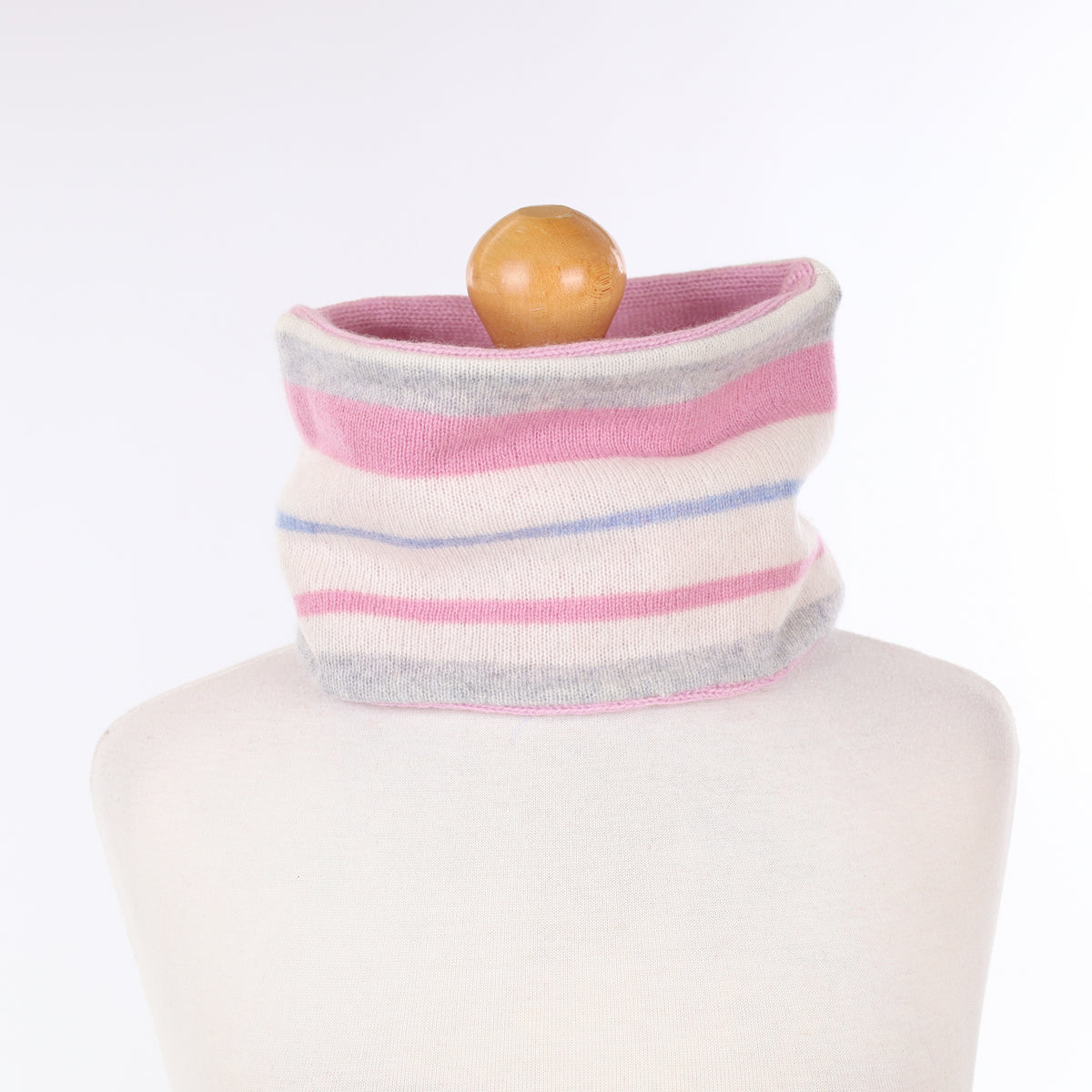 Grey Pink Blue and Cream Striped Neck Warmer