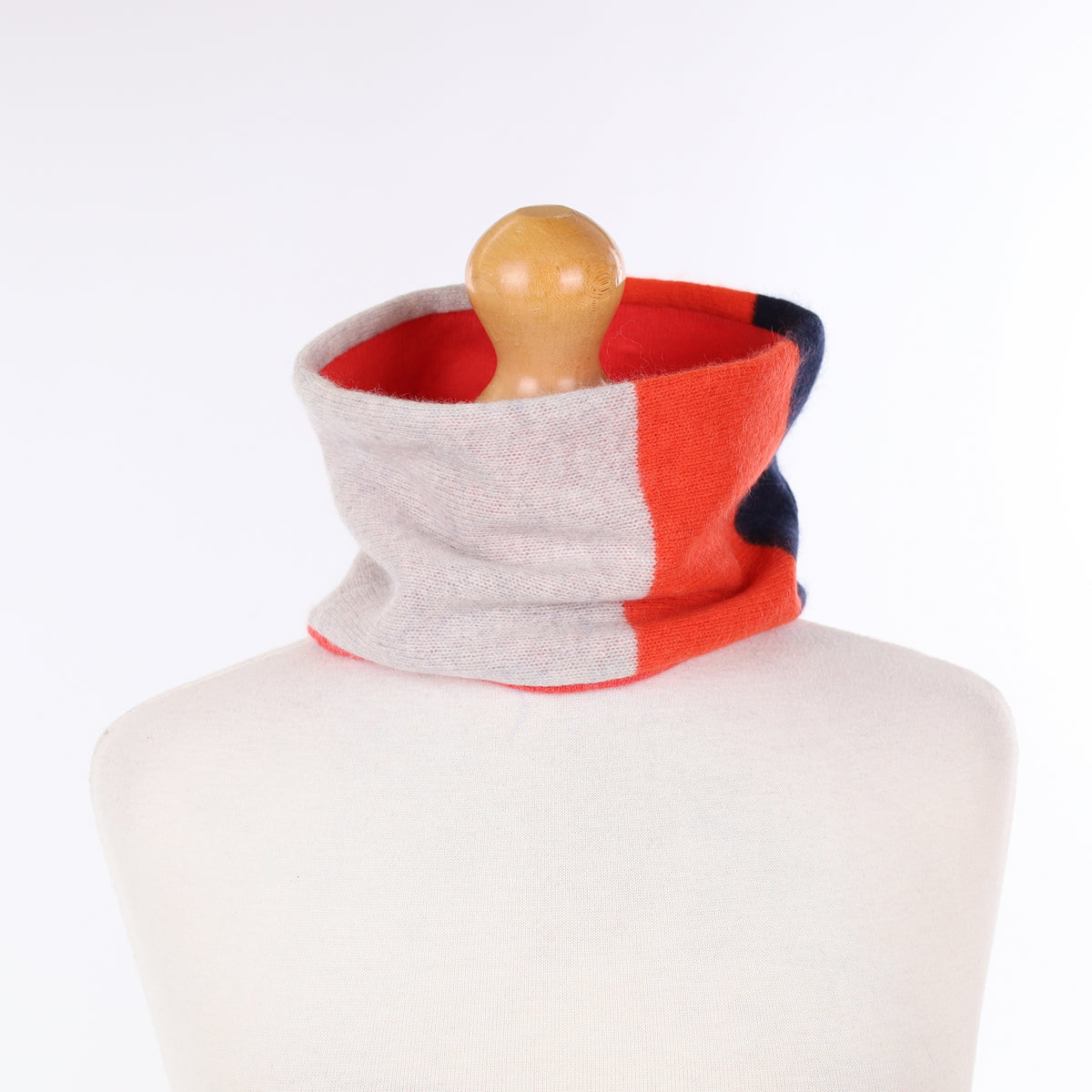 Grey Red an Navy Patterned Neck Warmer