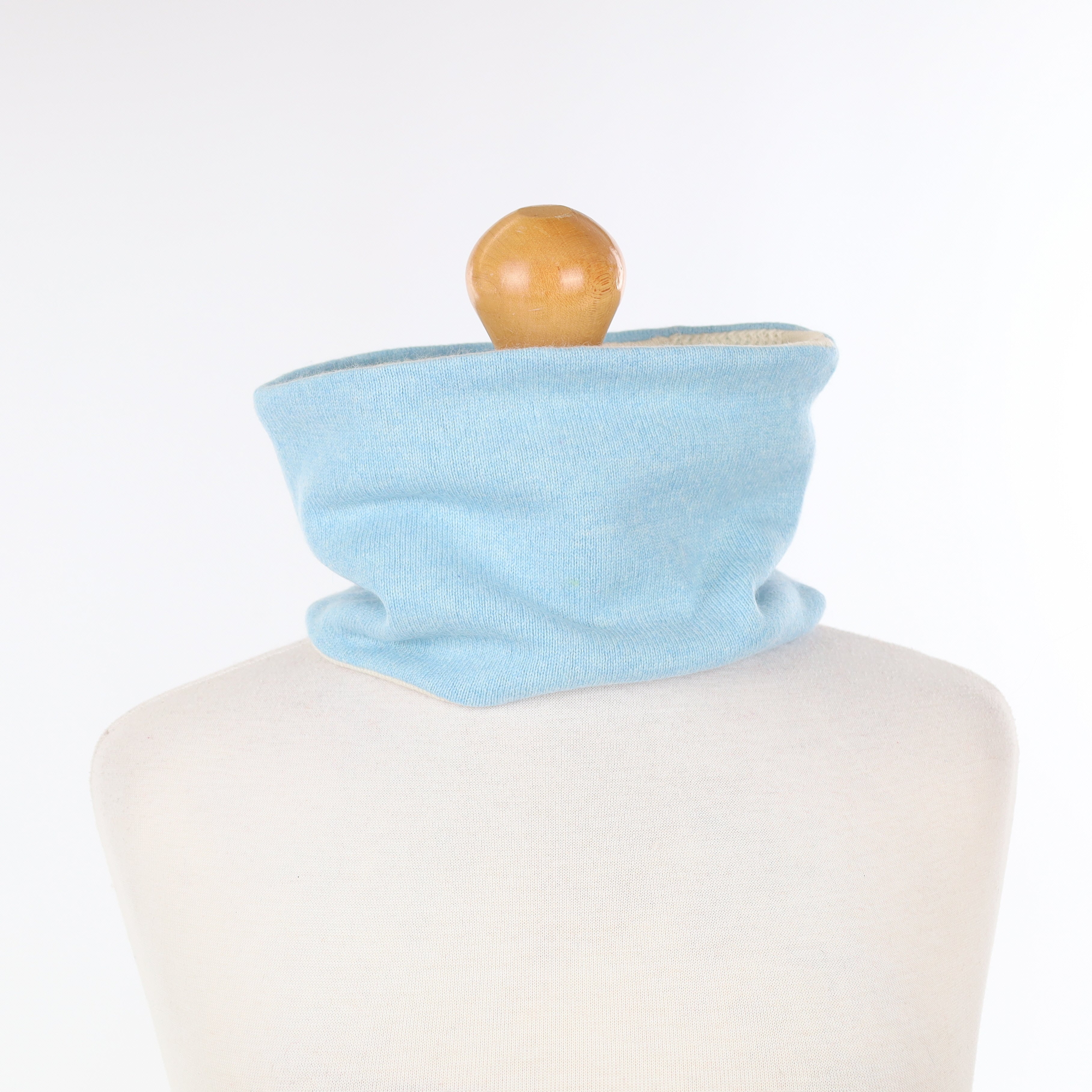 Sky Blue and Cream Textured Neck Warmer