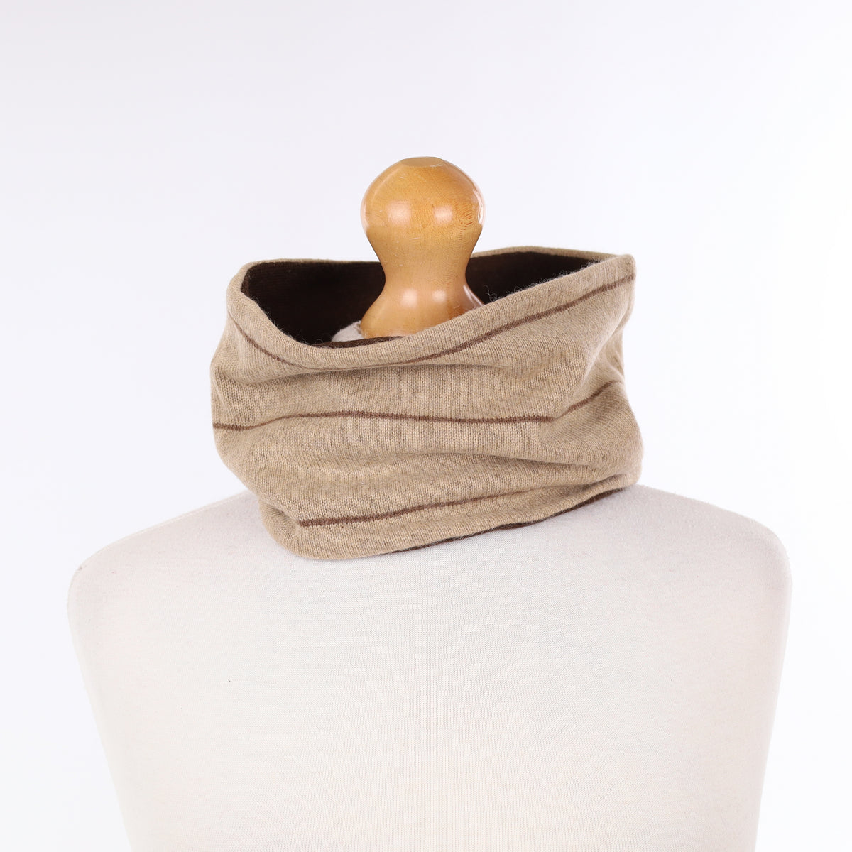 Beige Striped and Chocolate Brown Neck Warmer