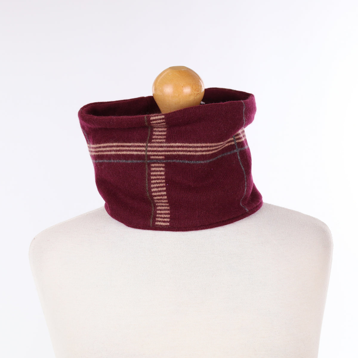 Burgundy Beige Brown and Grey Patterned Neck Warmer
