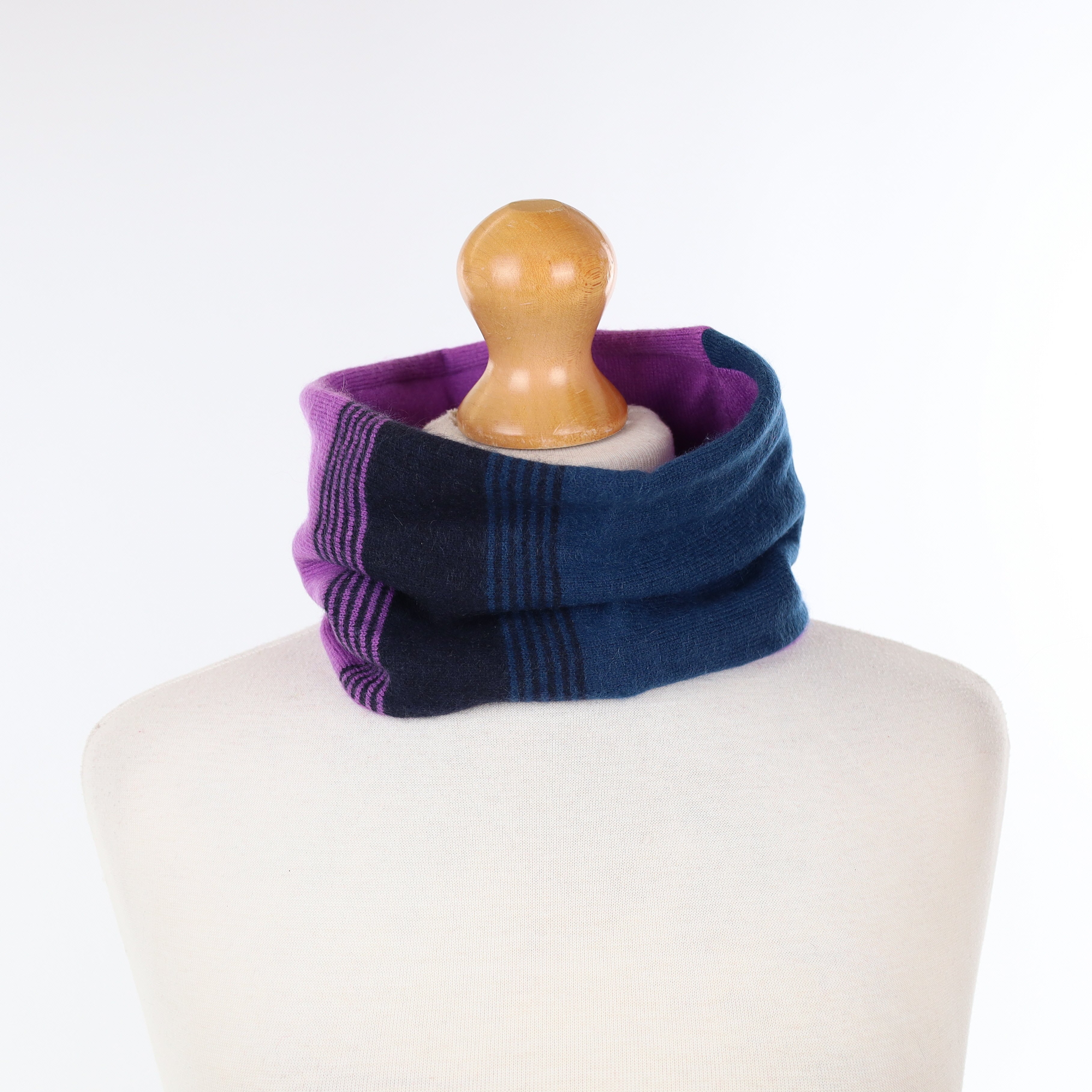 Purple Navy and Teal Patterned Neck Warmer