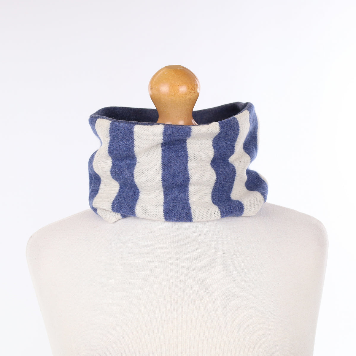 Denim Blue and Cream Striped Neck Warmer