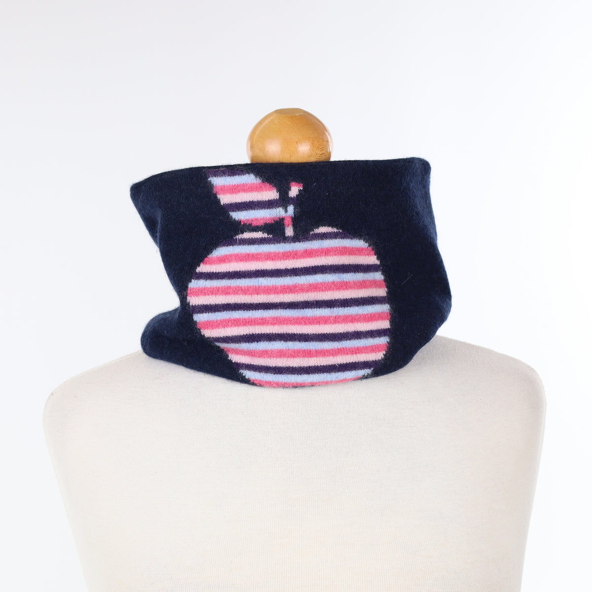 Navy Blue Striped Apple Patterned Neck Warmer
